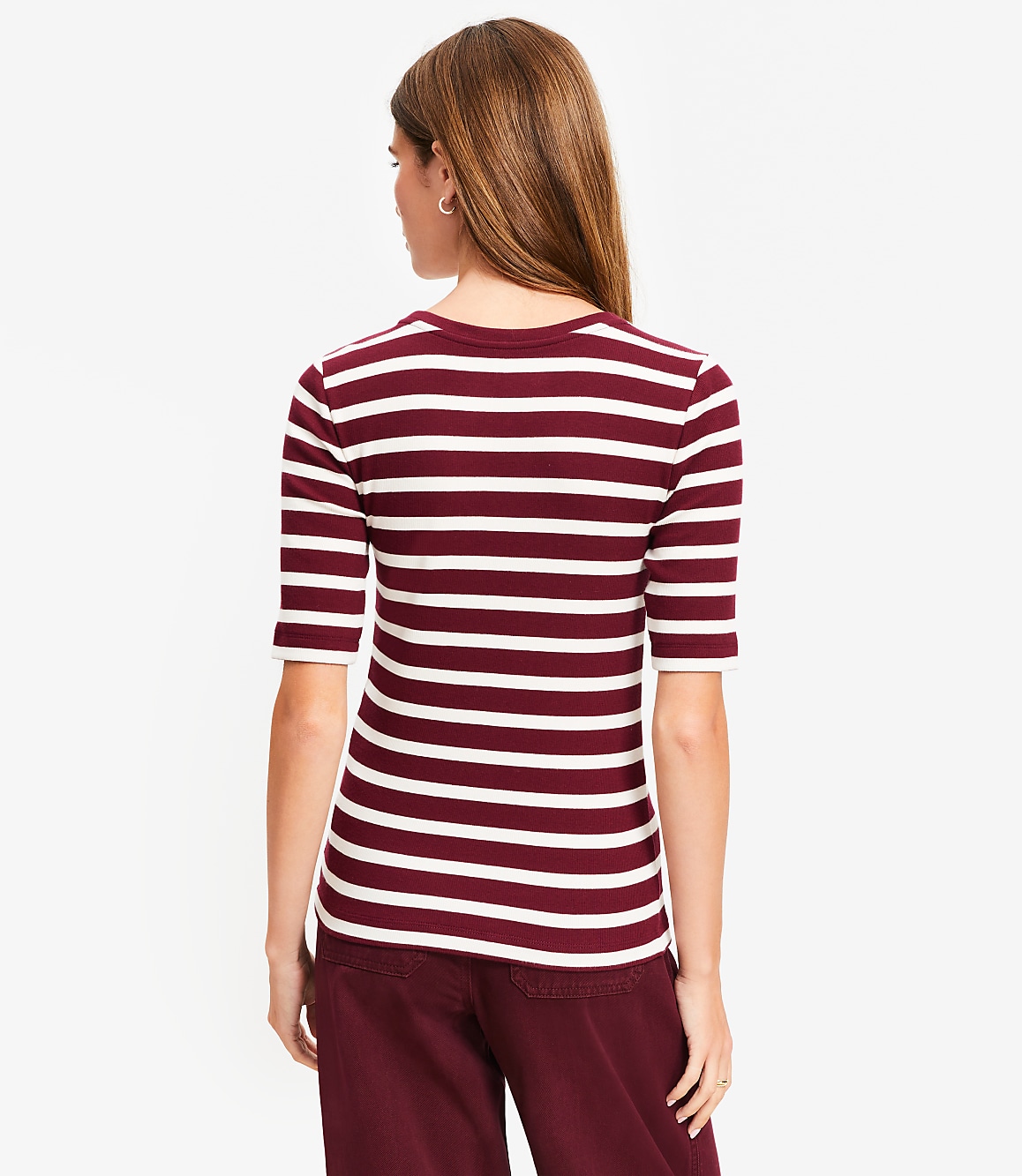 Stripe Perfect Ribbed Elbow Sleeve Tee