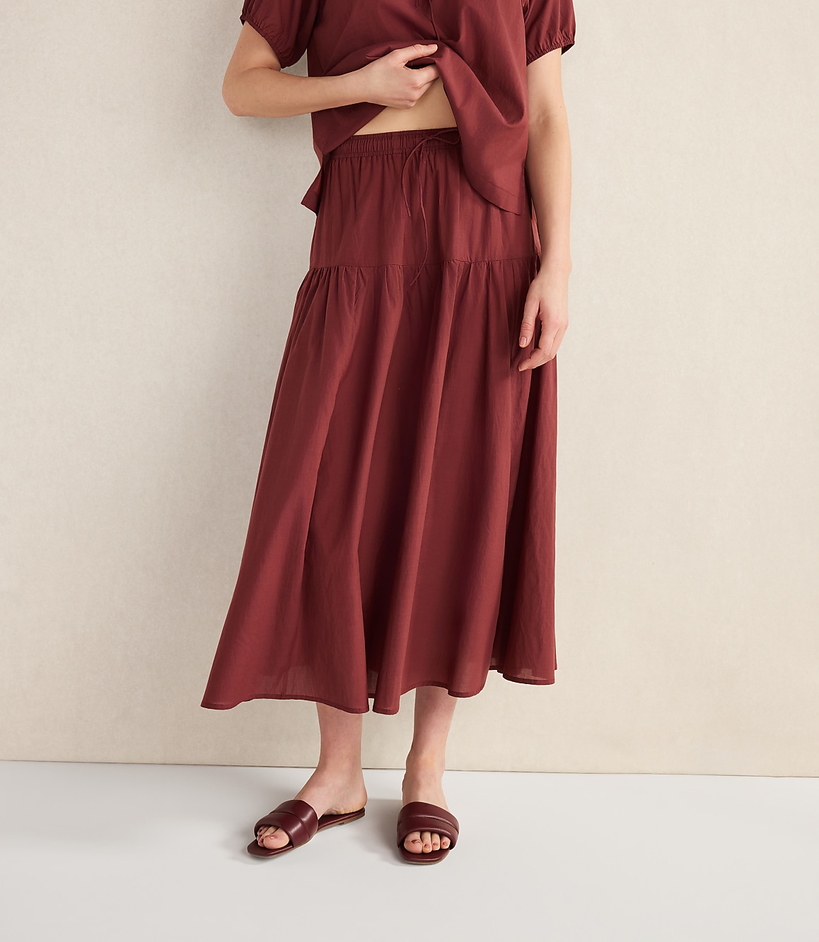 Haven Well Within Cotton Voile Blend Drop Waist Midi Skirt