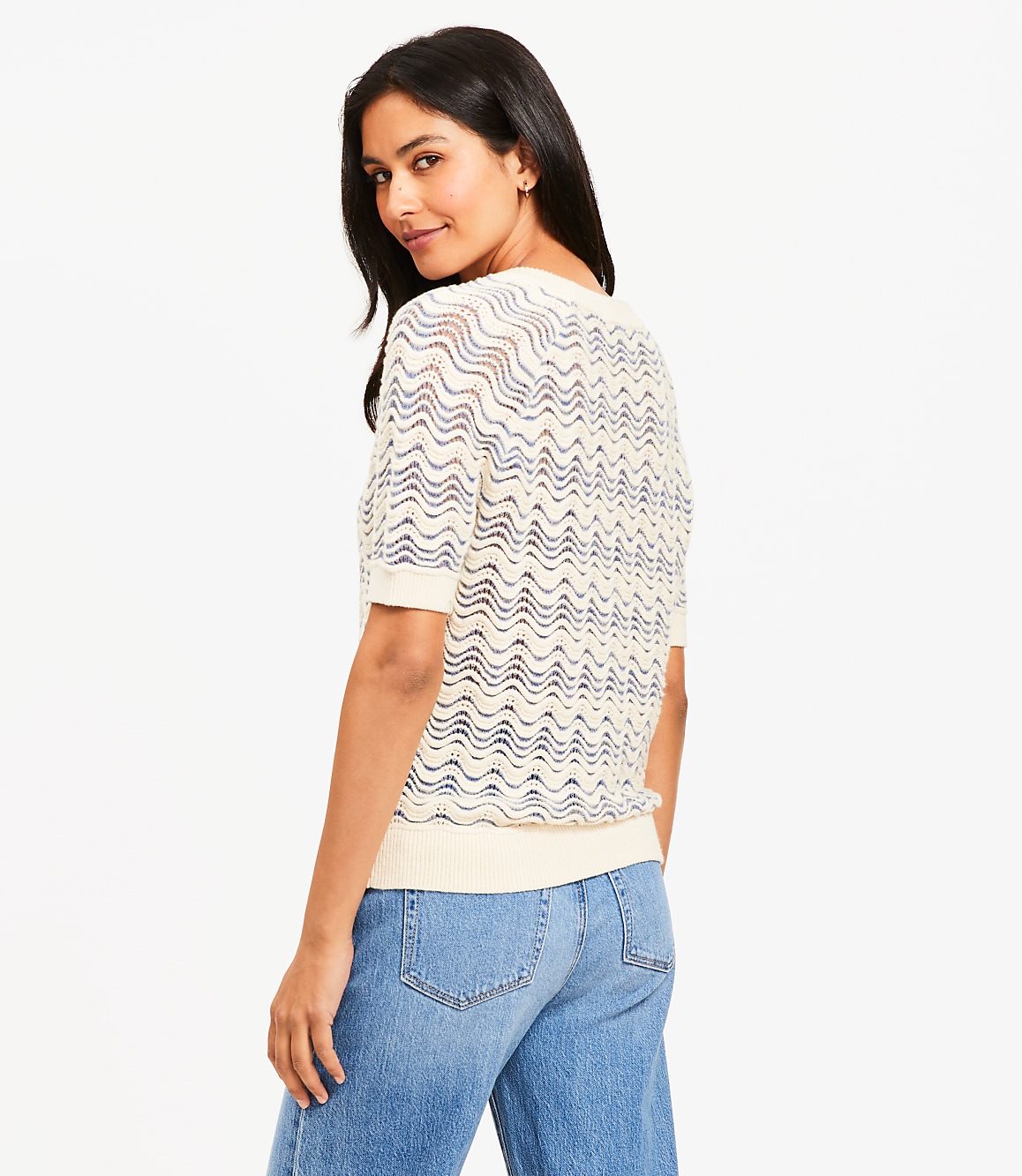 Petite Wavy Stitch Raglan Sweater Tee