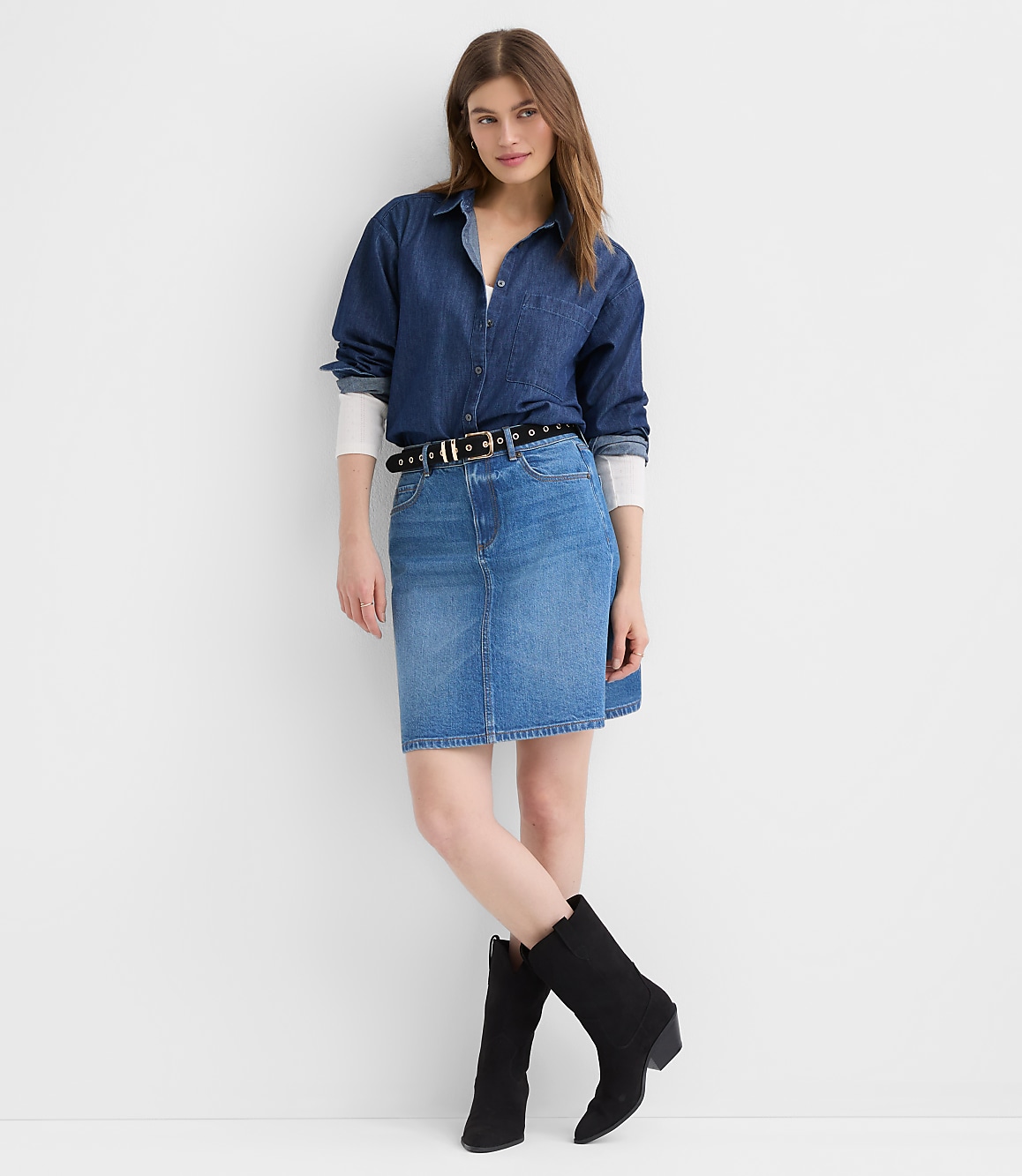 Petite Chambray Everyday Oversized Pocket Shirt