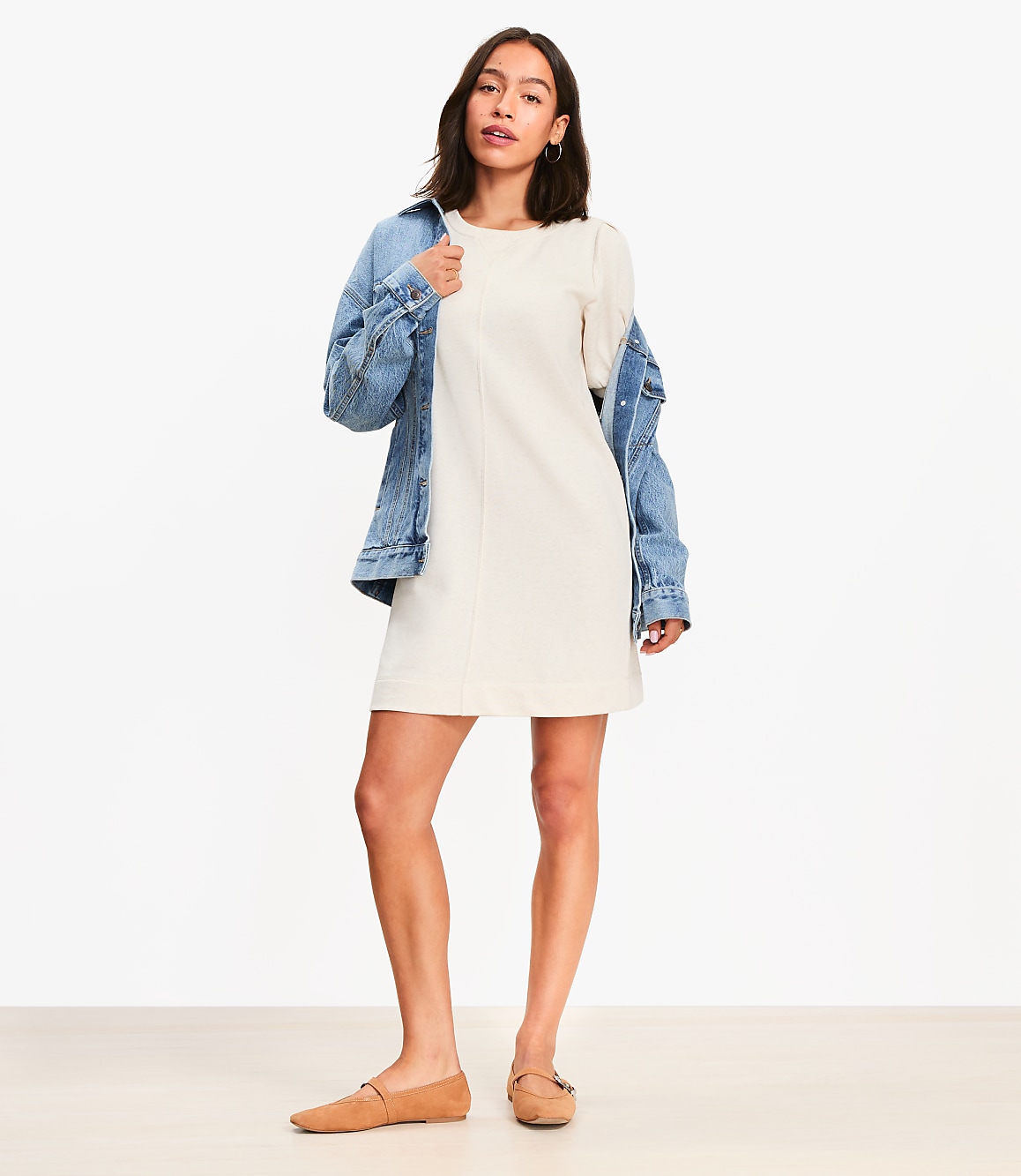 Petite Short Sleeve Sweatshirt Mini Dress