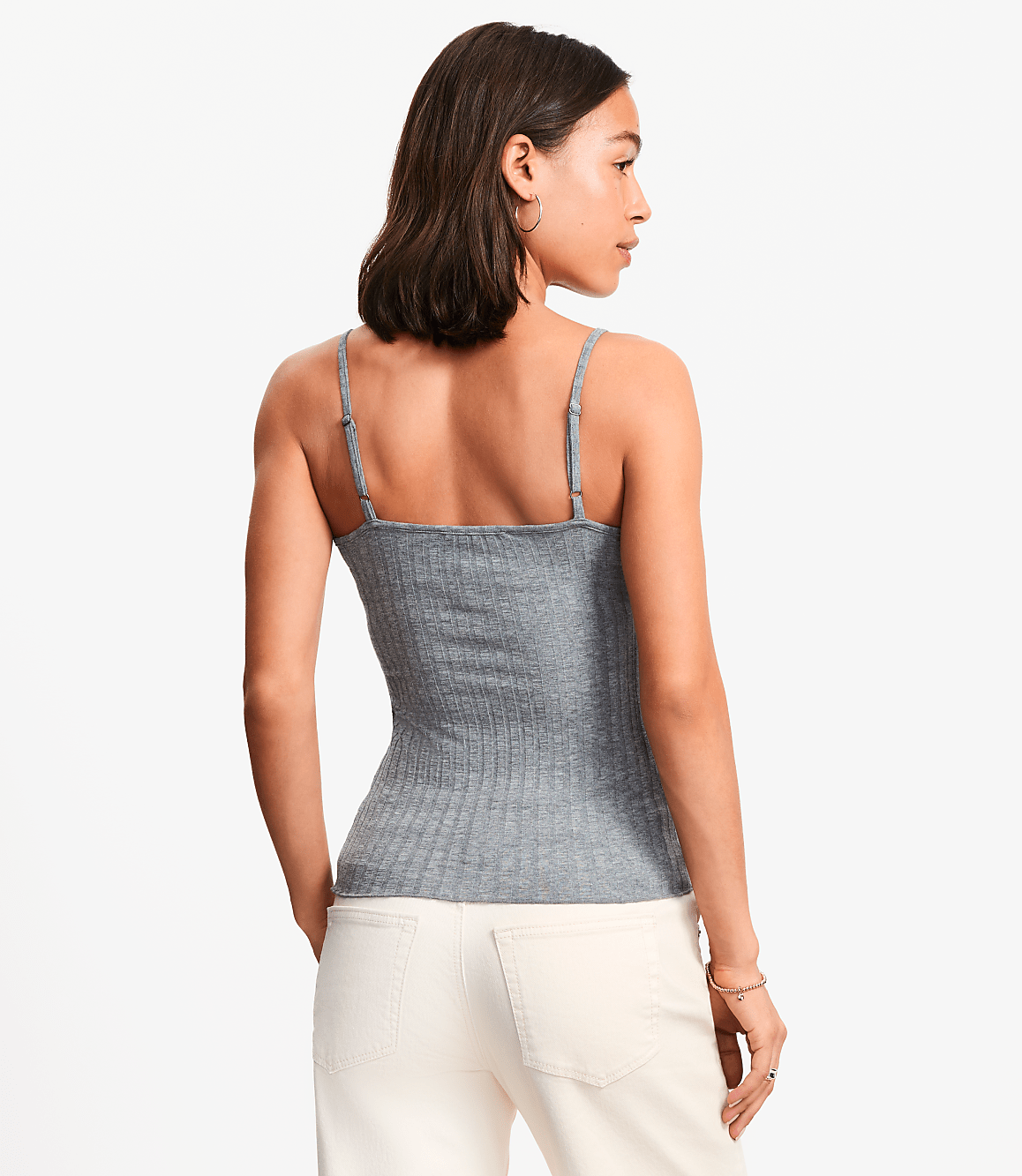 Petite Heathered Ruffle Ribbed Tank Top