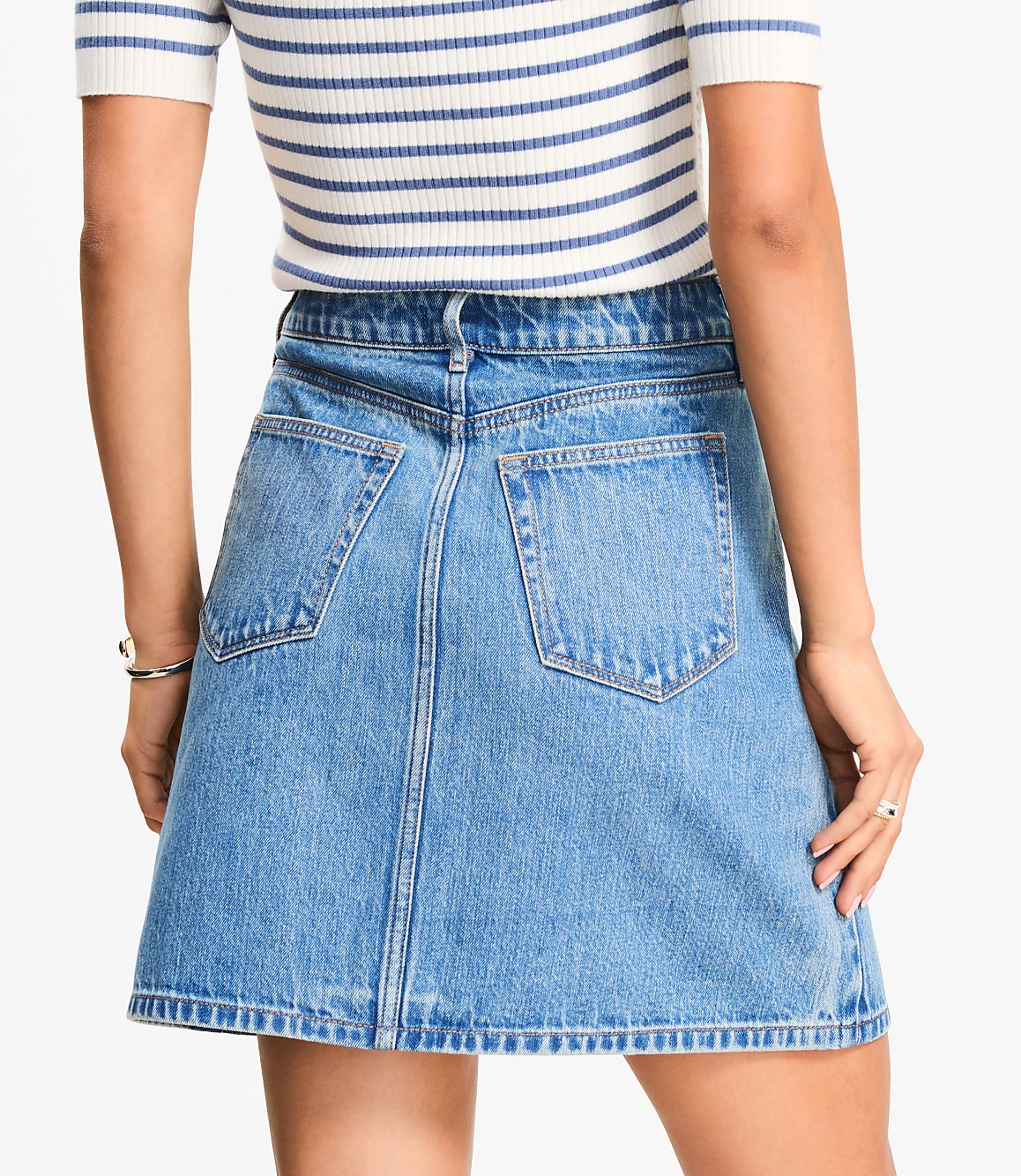 Denim Utility Mini Skirt in Light Vintage Indigo Wash
