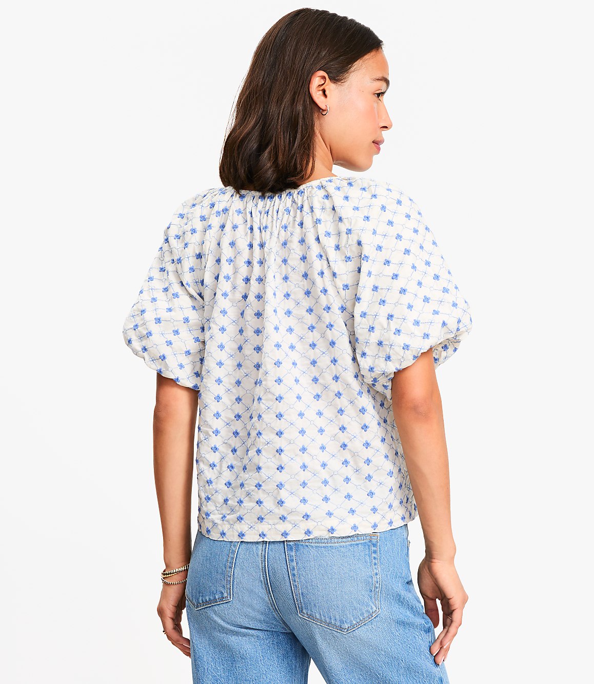 Floral Embroidered Bow Blouse