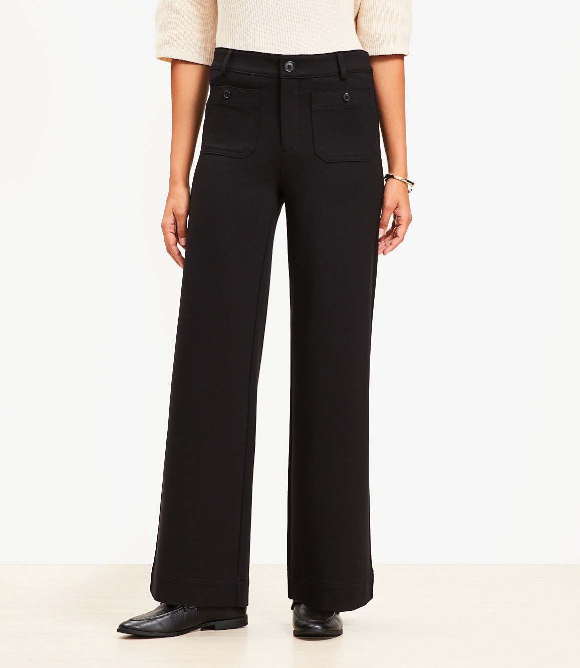 Petite Palmer Wide Leg Pants in Ponte