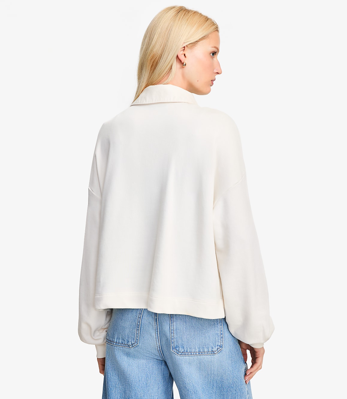 Petite Mixed Media Polo Sweatshirt