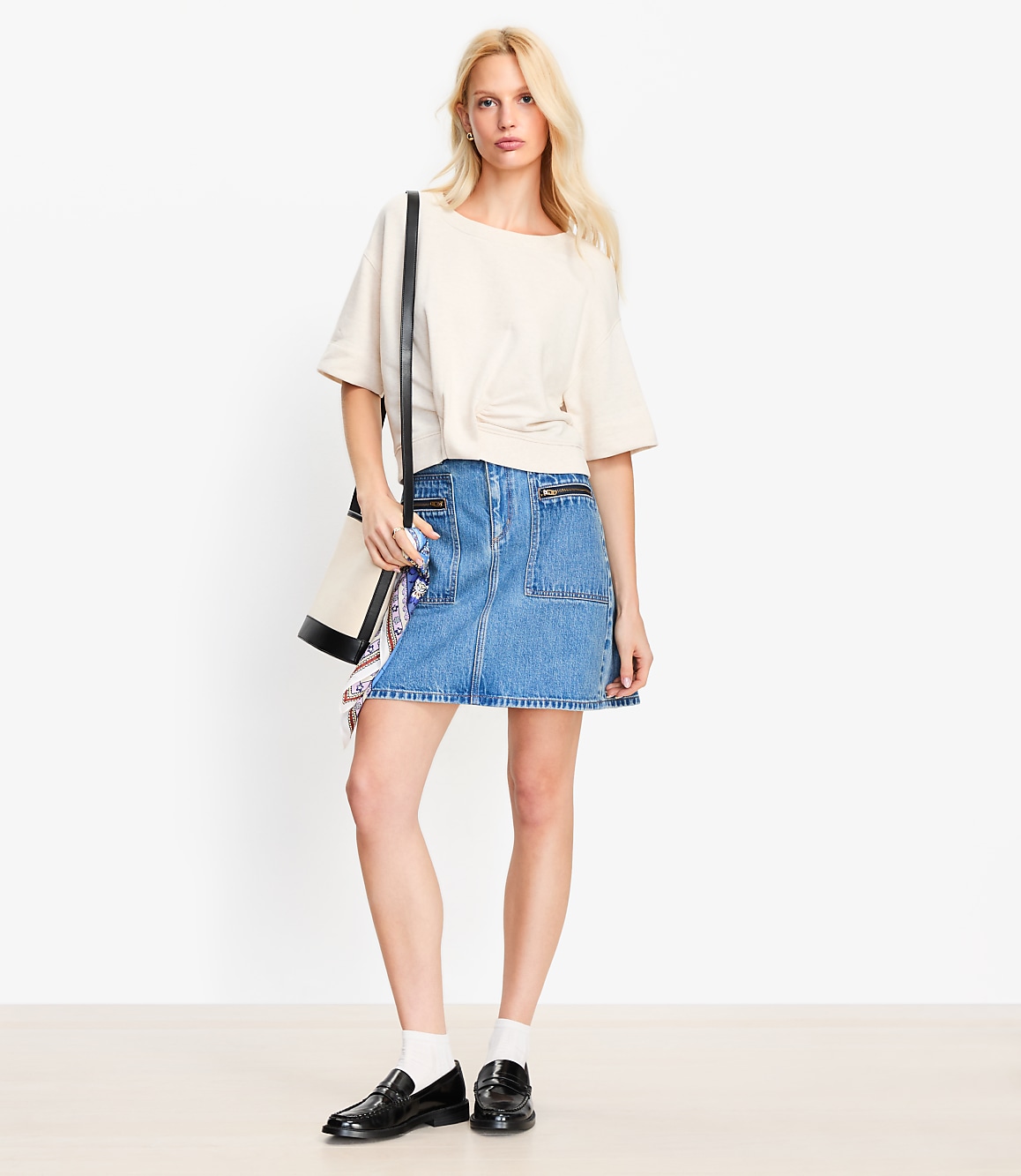 Petite Knotted Short Sleeve Sweatshirt