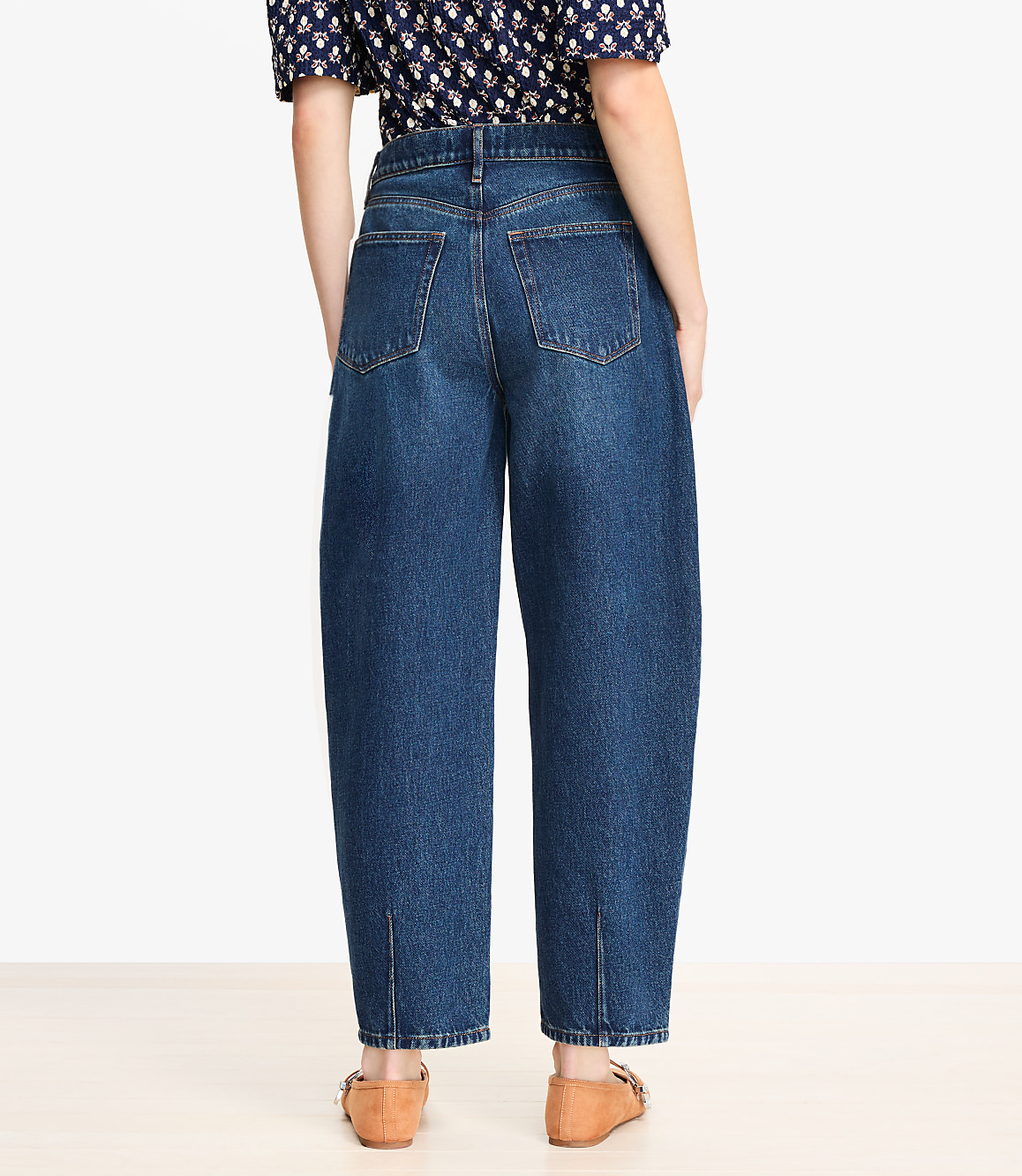 Curvy High Rise Barrel Jeans in Authentic Dark Wash