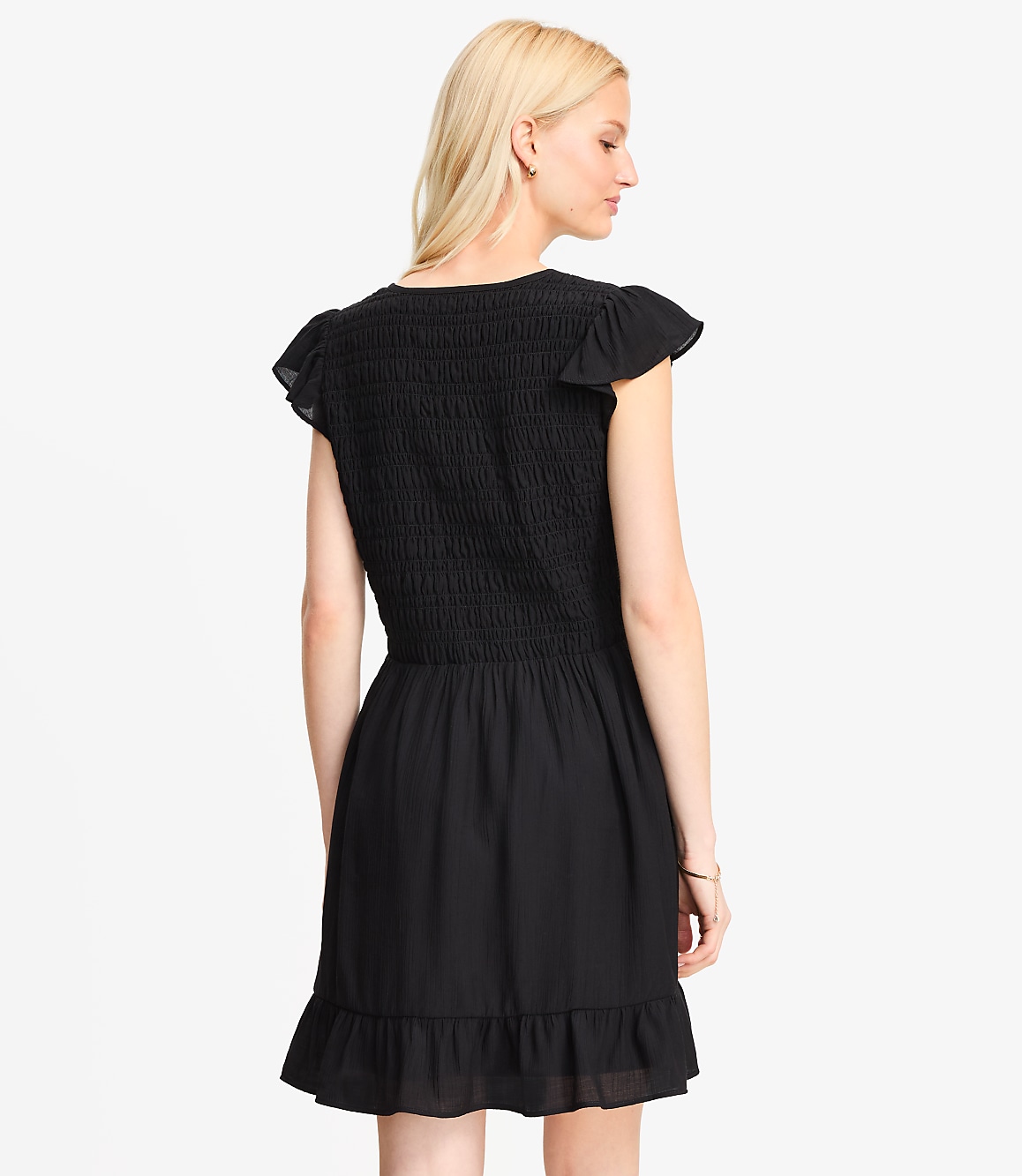 Tie Smocked Mini Pocket Dress