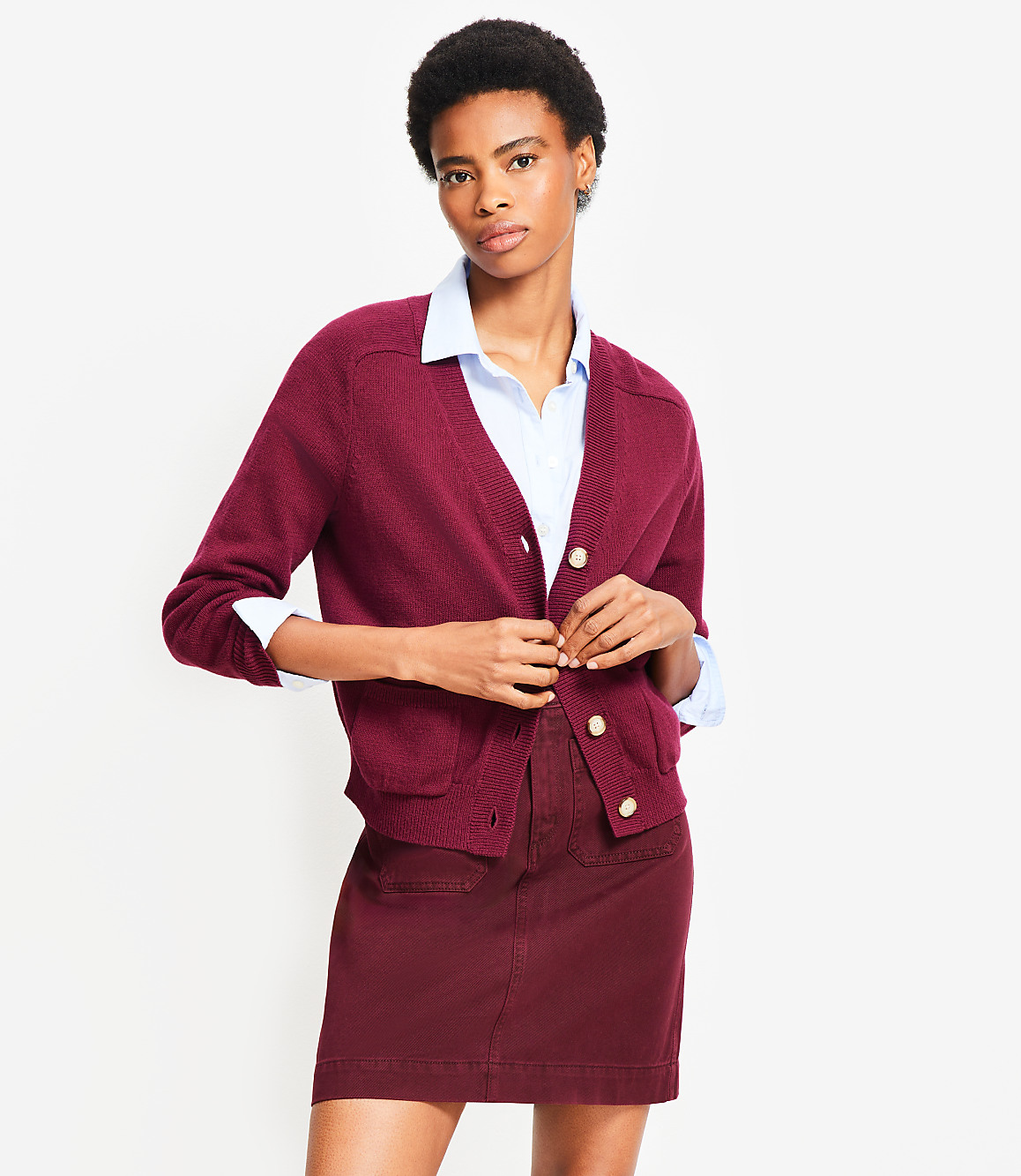 Petite V-Neck Pocket Cardigan