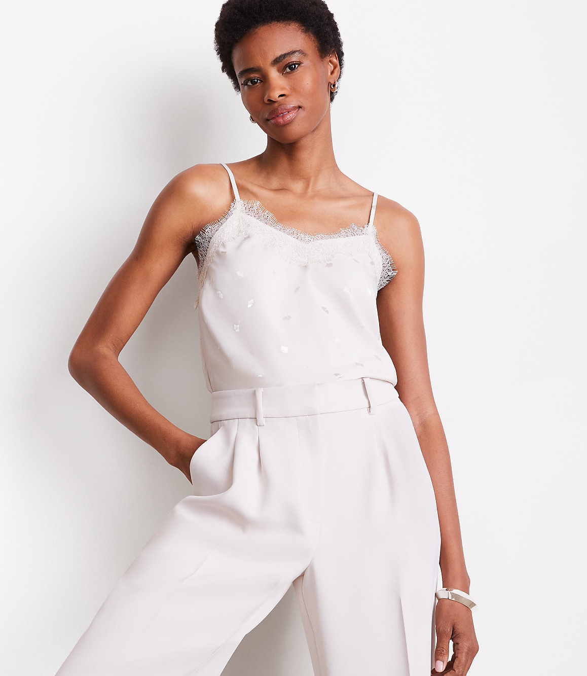 Petite LOFT Versa Gingko Lace Cami
