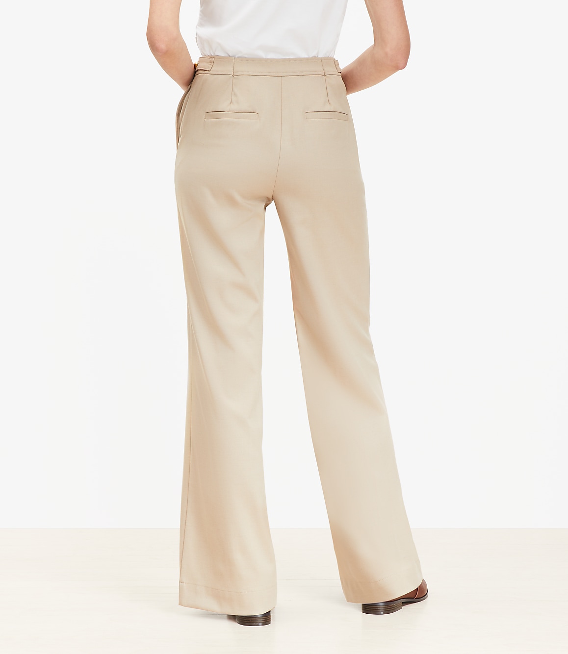 Petite Tab Waist Wide Leg Pants in Twill