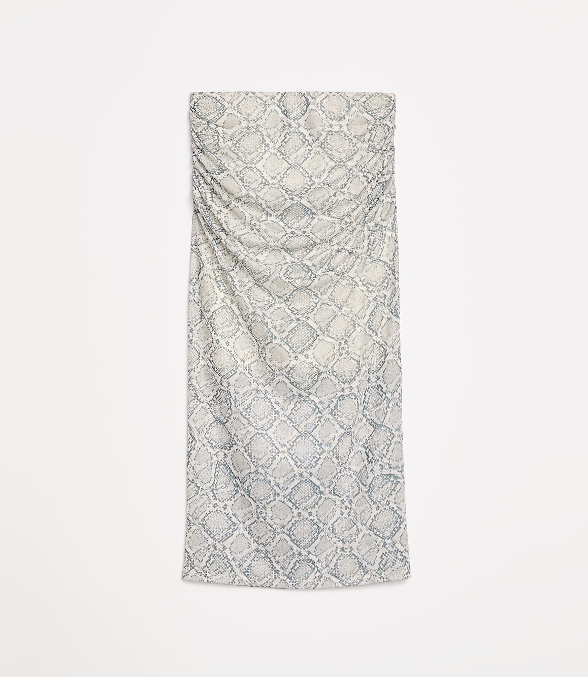 Petite LOFT Versa Snake Print Mesh Ruched Midi Skirt