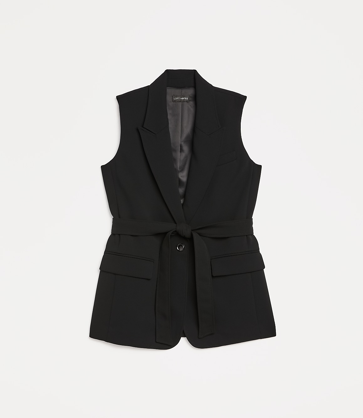 Petite LOFT Versa Crepe Drape Belted Blazer Vest