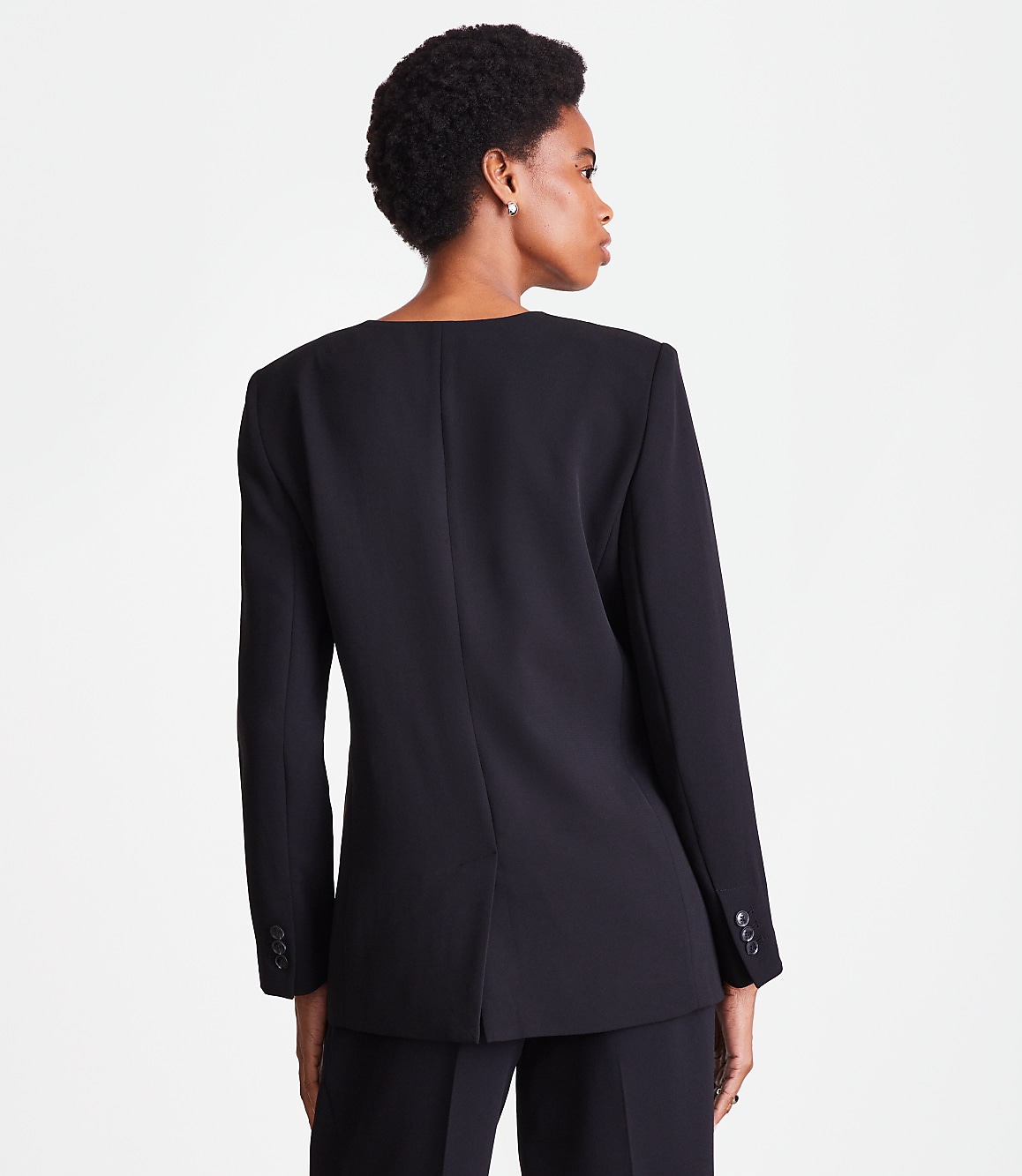 LOFT Versa Crepe Drape Collarless Blazer