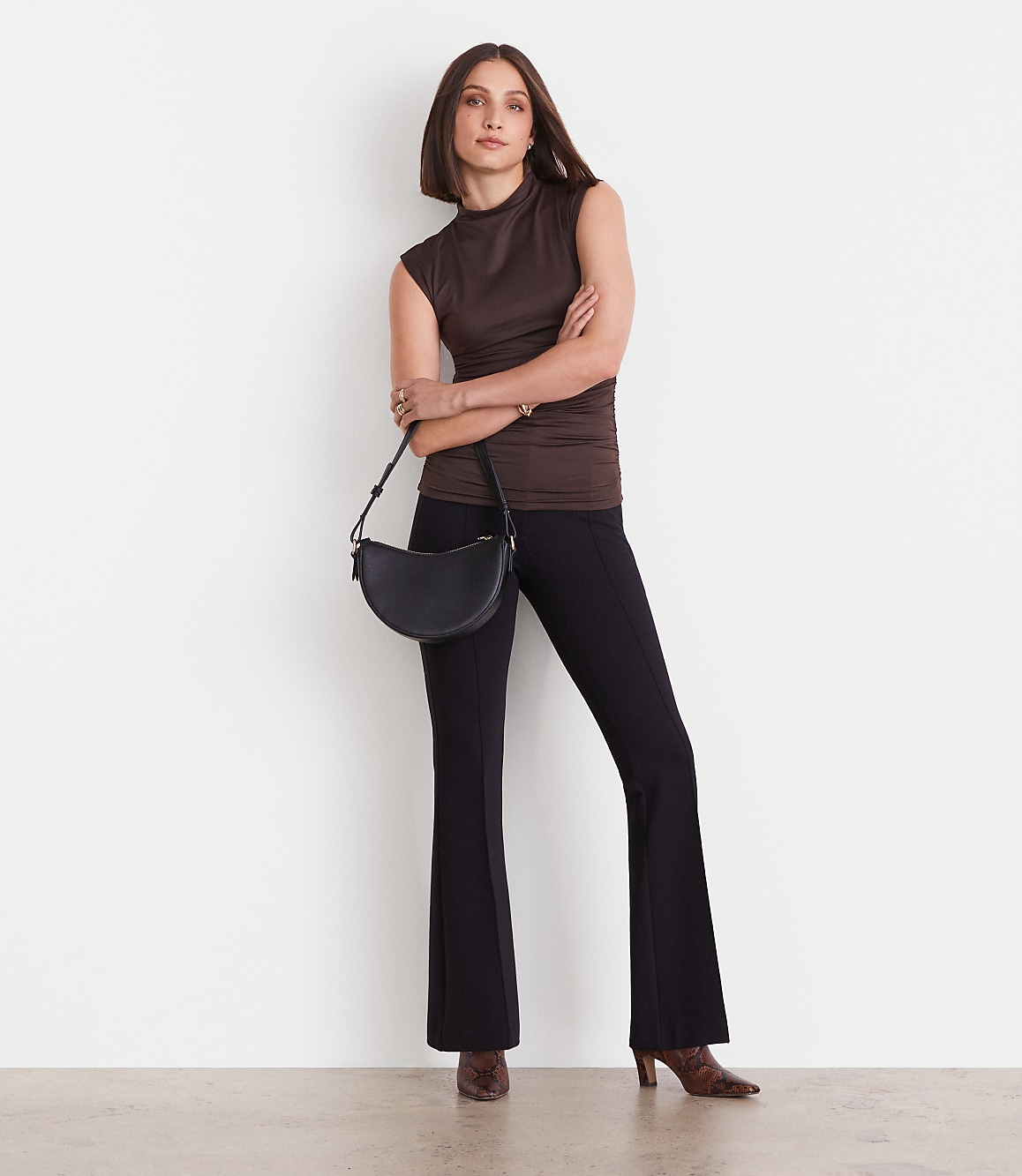 LOFT Versa 360 Knit Ruched Mock Neck Top