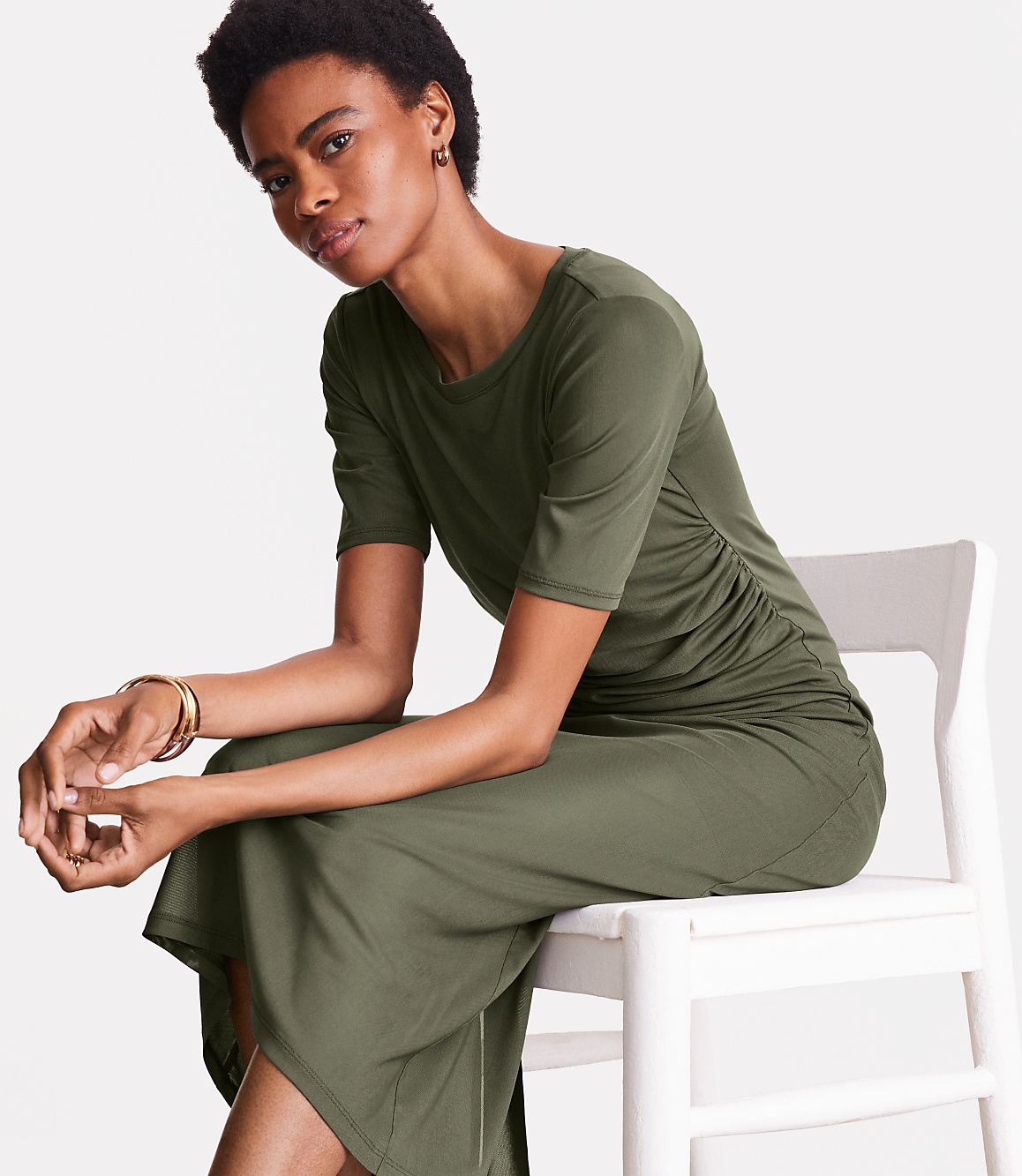 Loft Versa Mesh Midi Dress Size 8 Alpine Green Women's