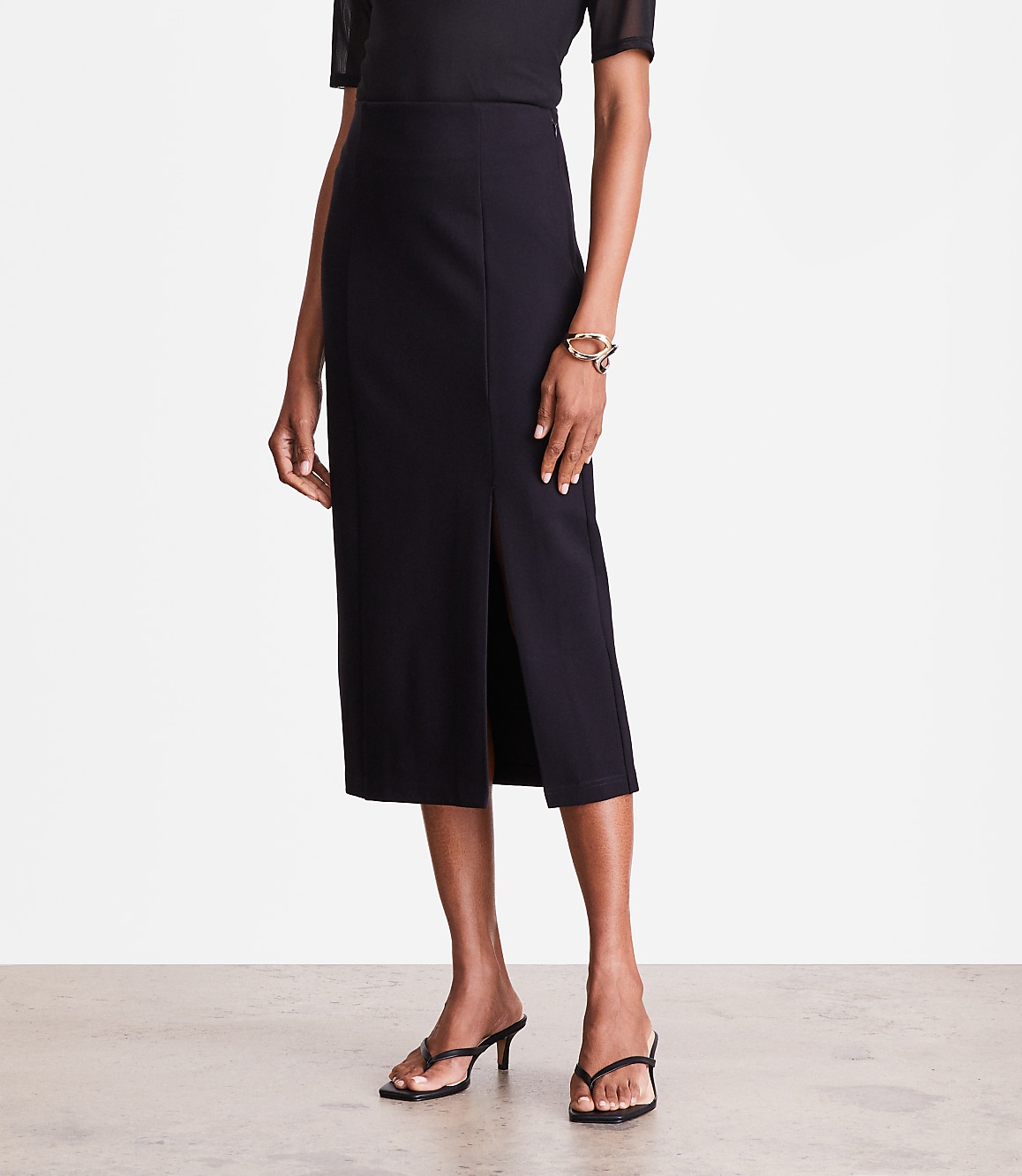 LOFT Versa Ponte Column Midi Skirt