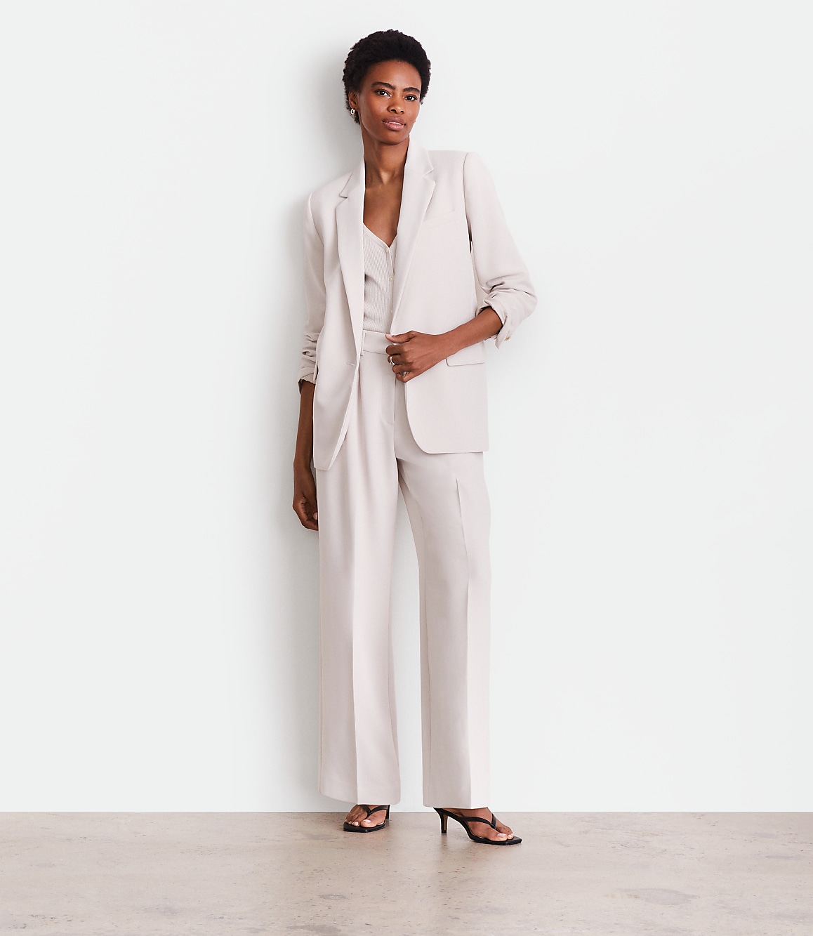 Petite LOFT Versa Crepe Drape Relaxed Blazer