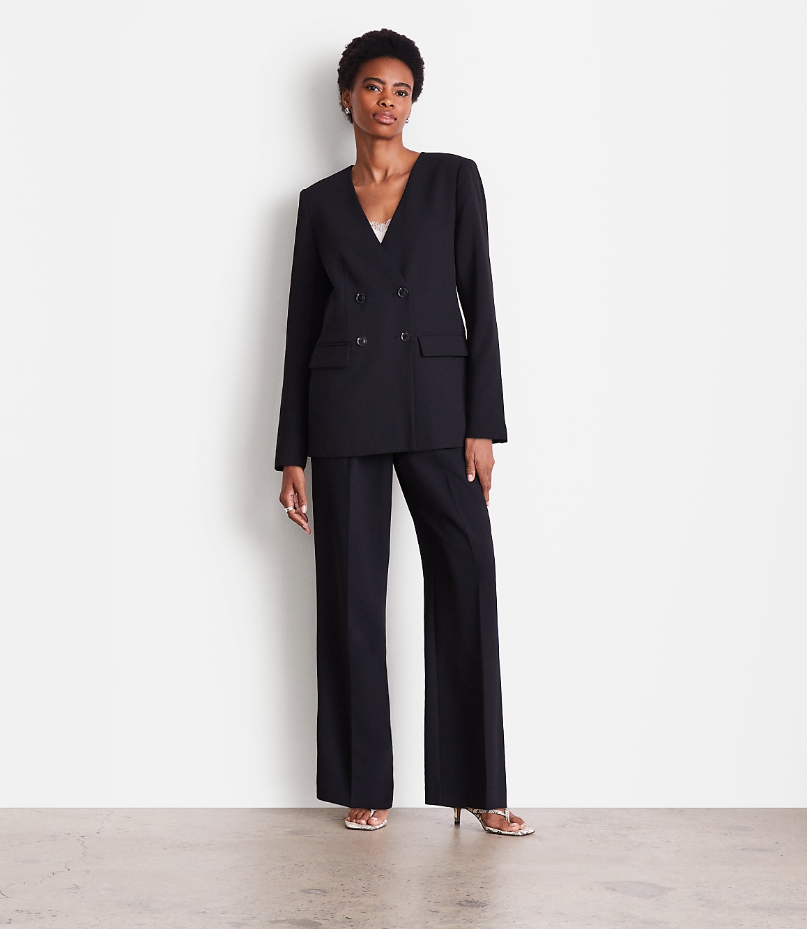LOFT Versa Crepe Drape Collarless Blazer