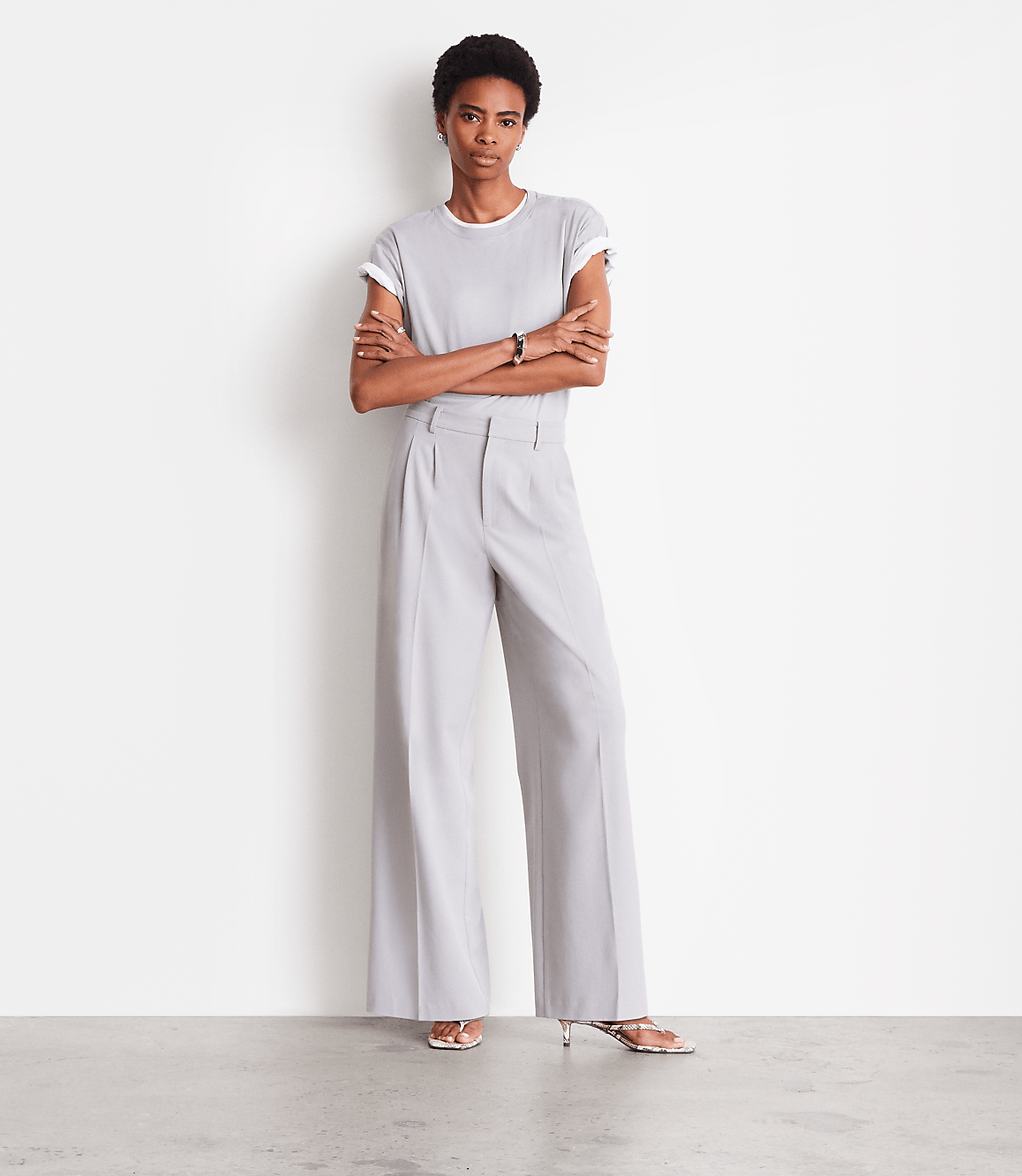 LOFT Versa Seasonless Stretch Double Pleat Wide Leg Pants