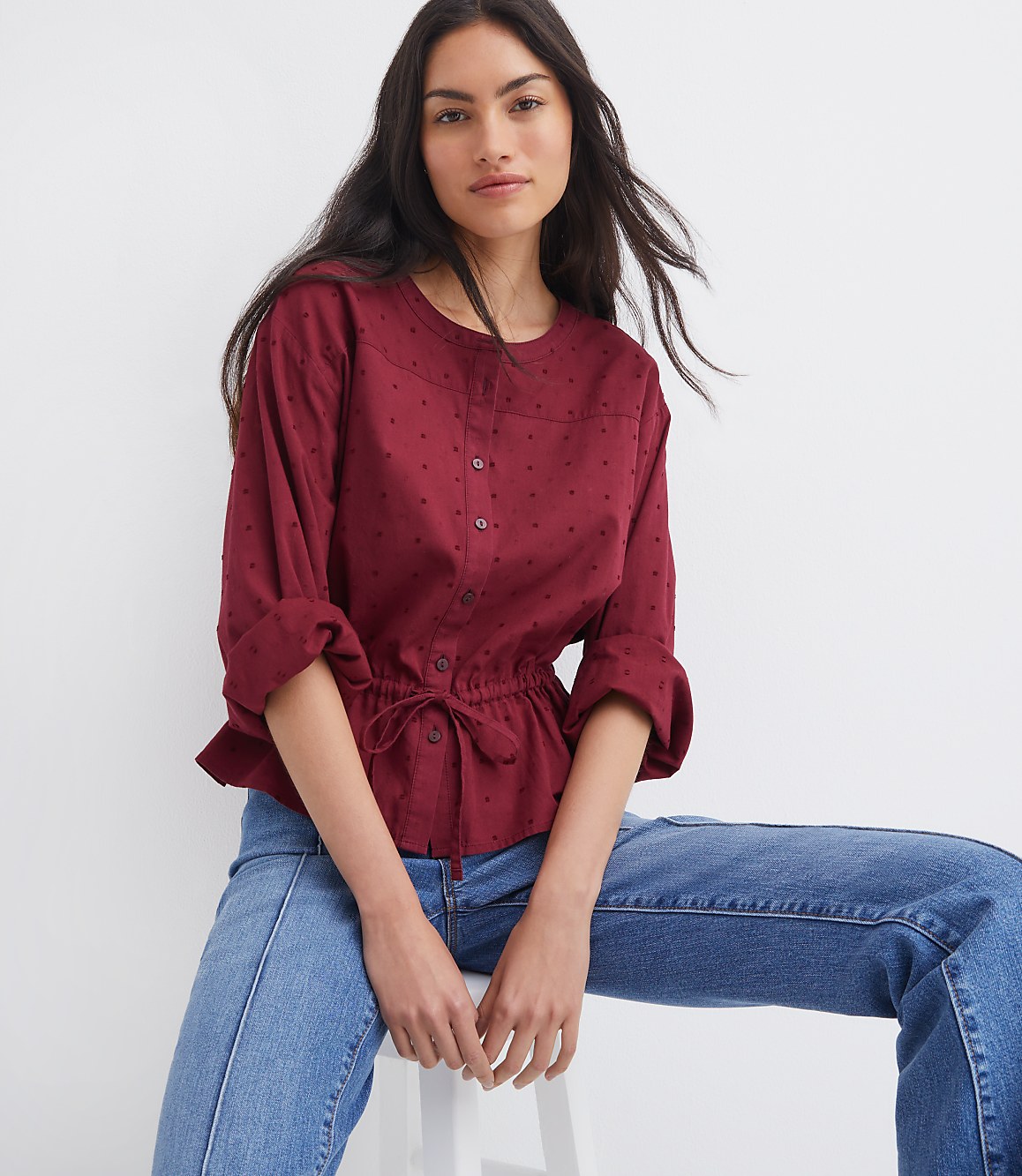 Clip Tie Peplum Shirt