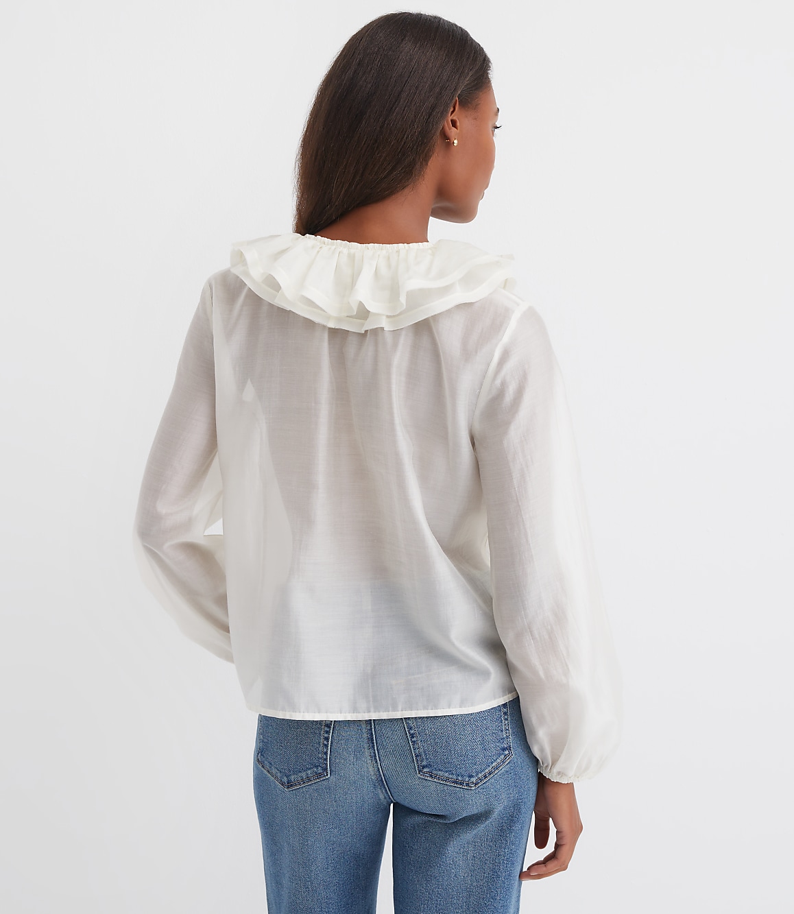 Ruffle Tie Neck Blouse