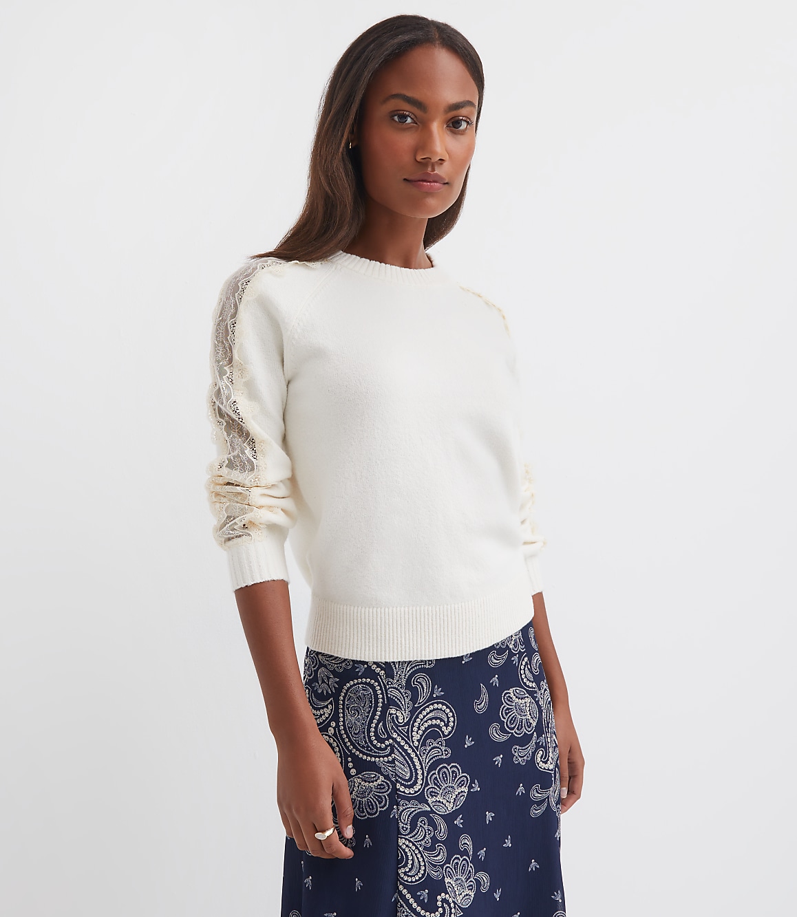 Lace Sleeve Sweater