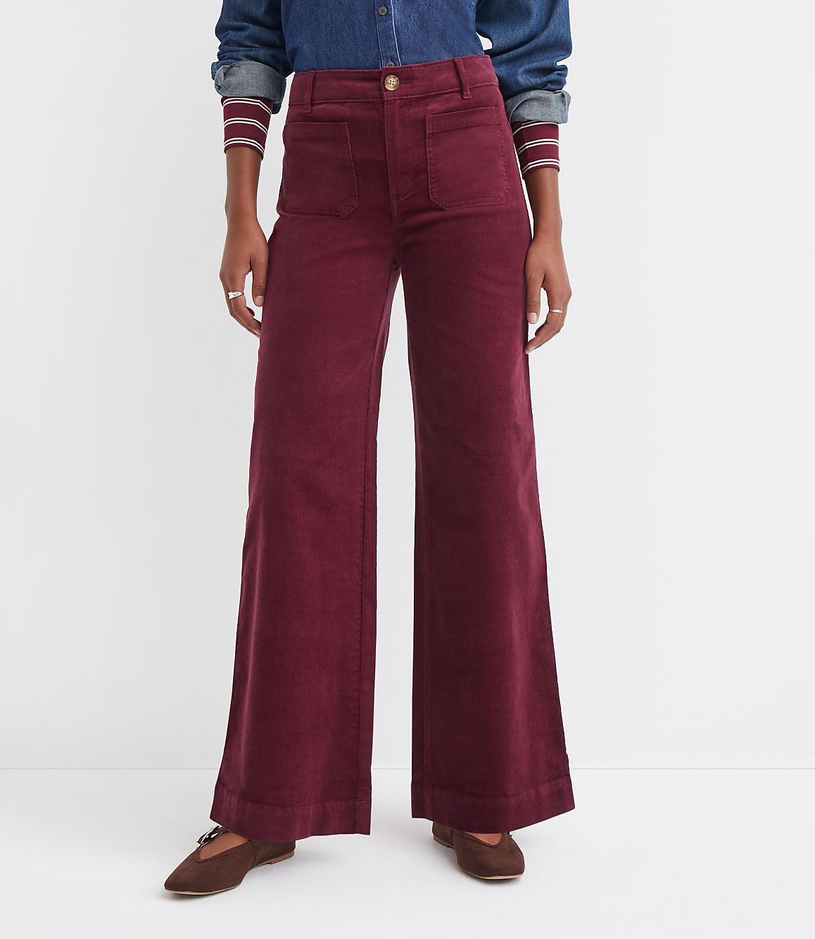Curvy Palmer Wide Leg Pants in Brushed Corduroy