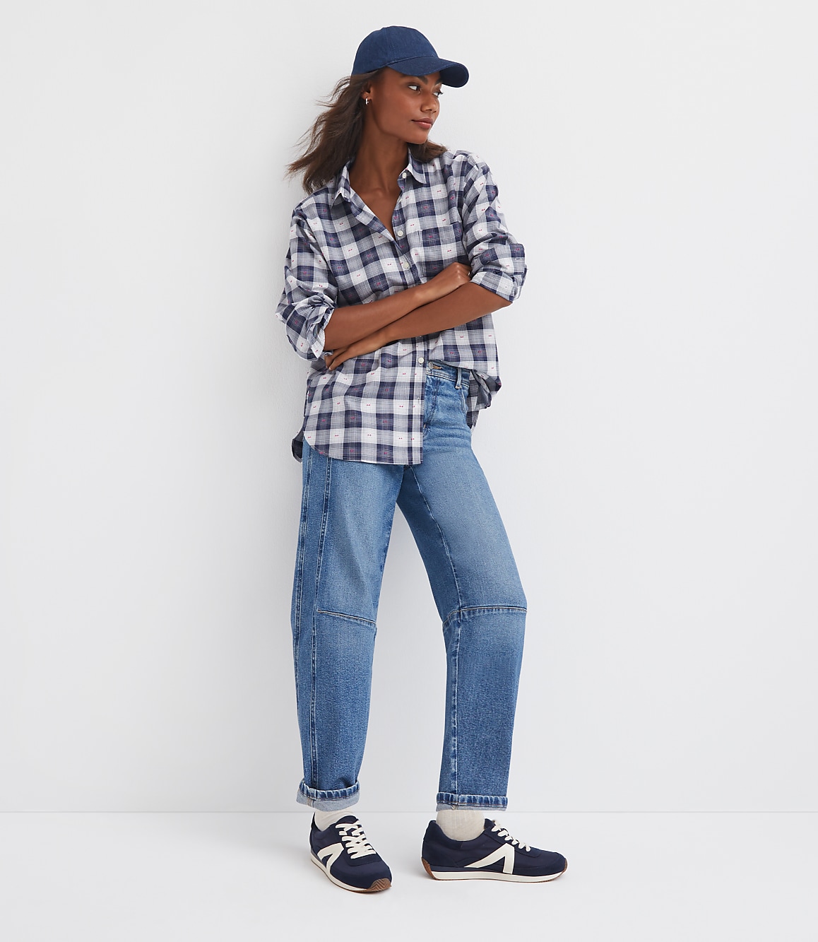 Petite Clip Plaid Everyday Oversized Pocket Shirt