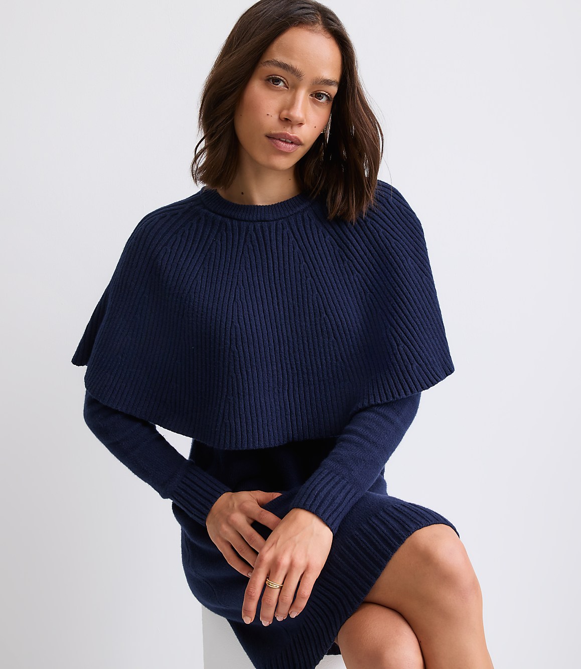 Petite Cape Mini Sweater Dress
