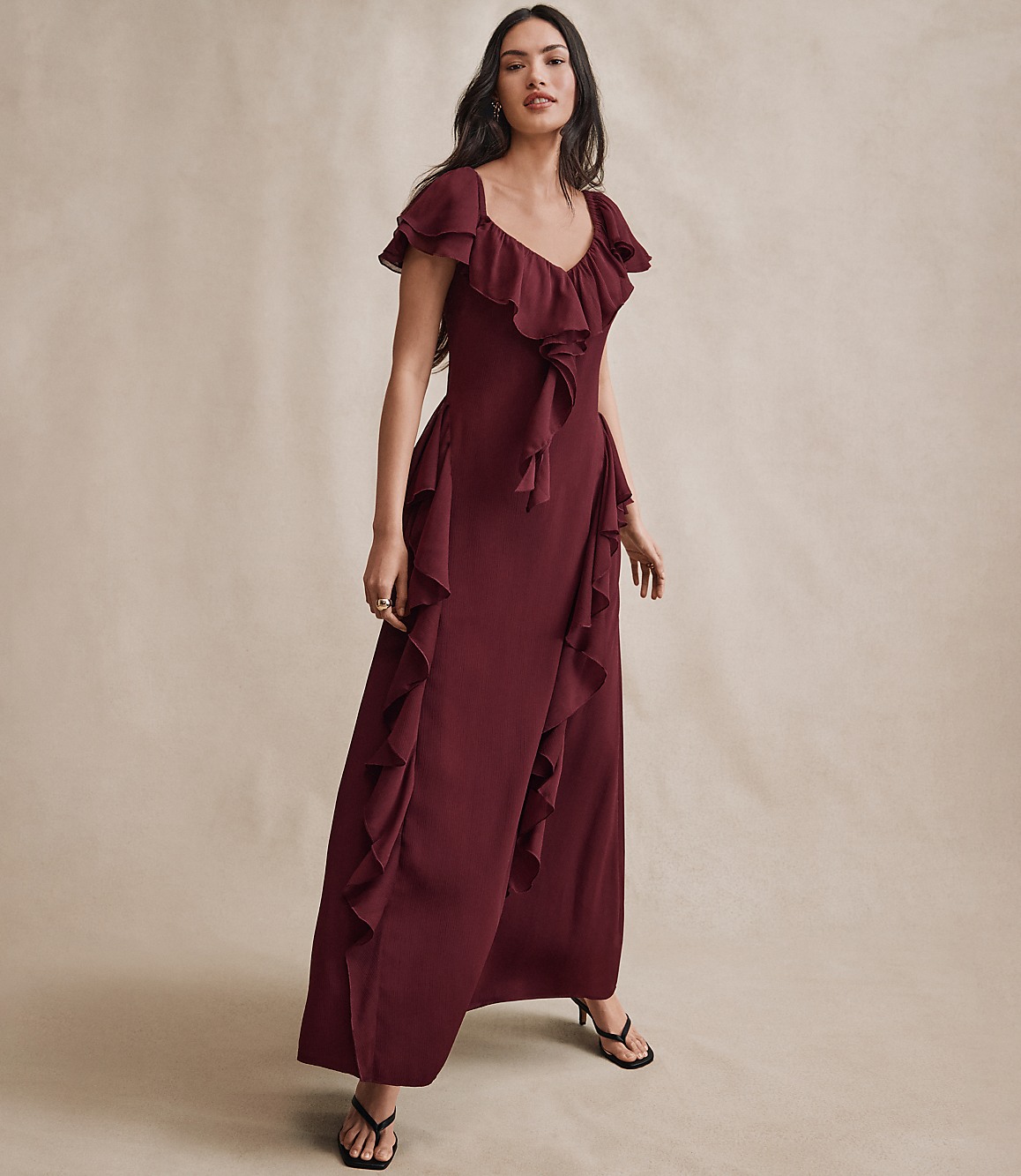 Chiffon Ruffle Maxi Dress