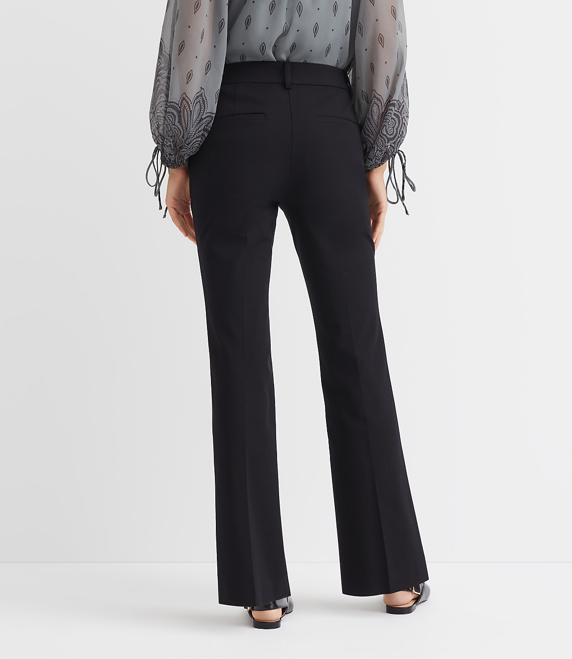 Petite Tab Waist Boot Cut Pants in Bi-Stretch