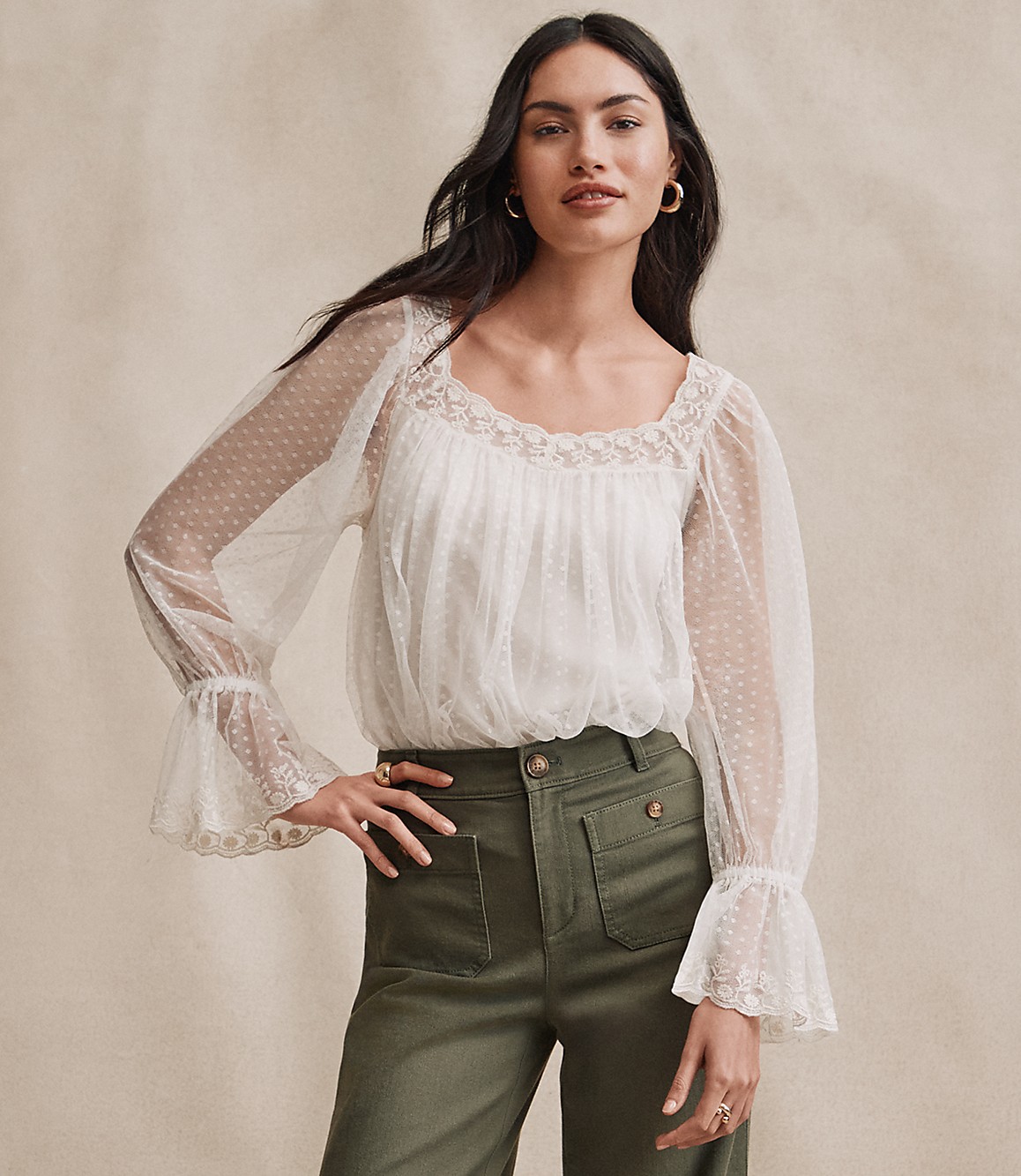 Dotted Tulle Blouse