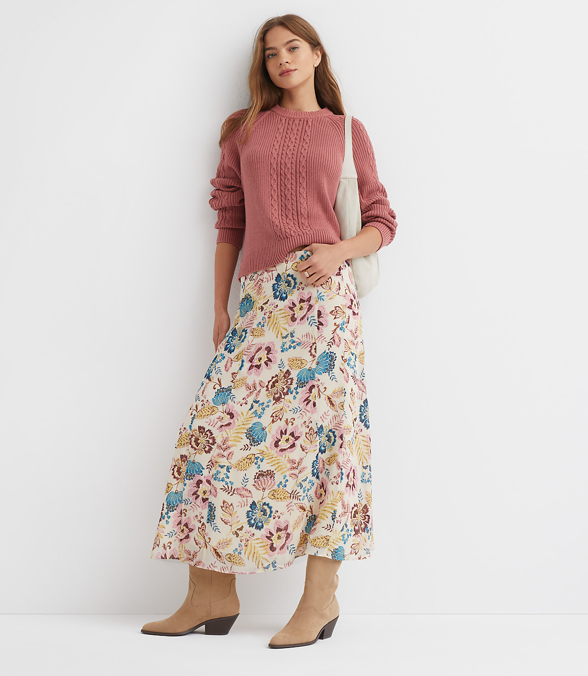 Garden Chiffon Paneled Midi Skirt