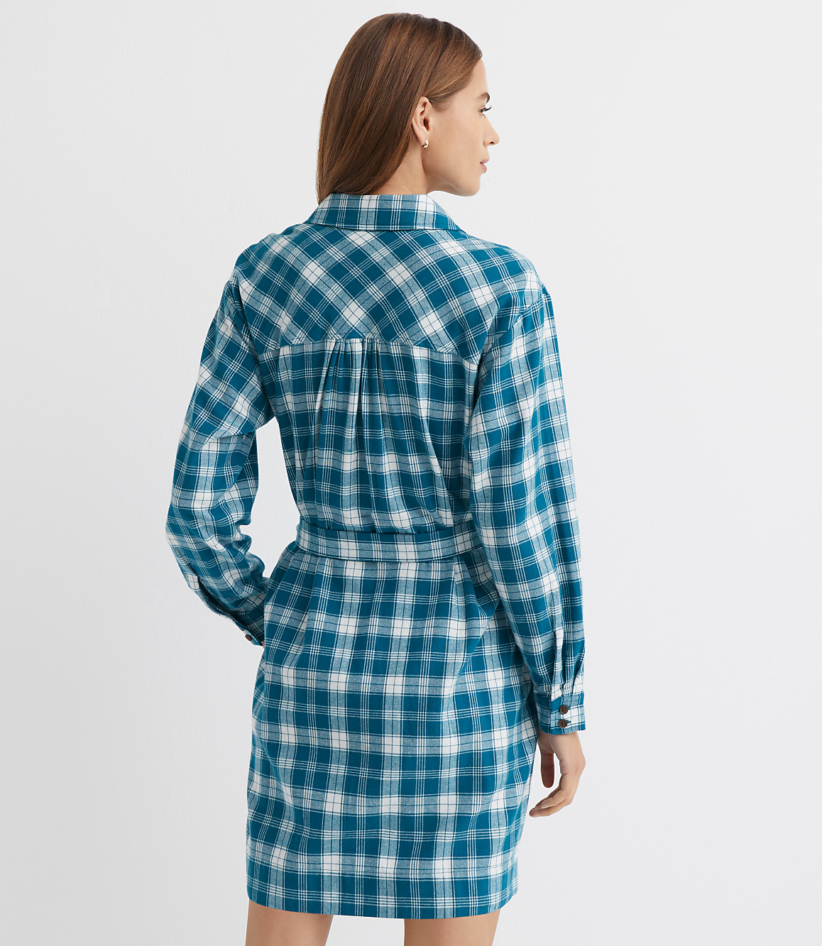 Plaid Belted Mini Pocket Shirtdress