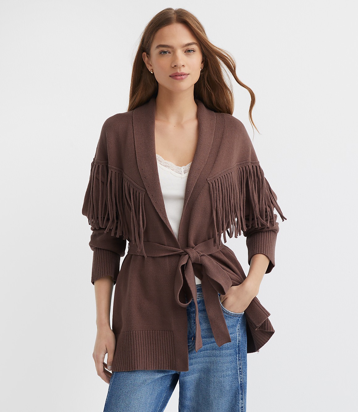 Fringe Belted Cardigan
