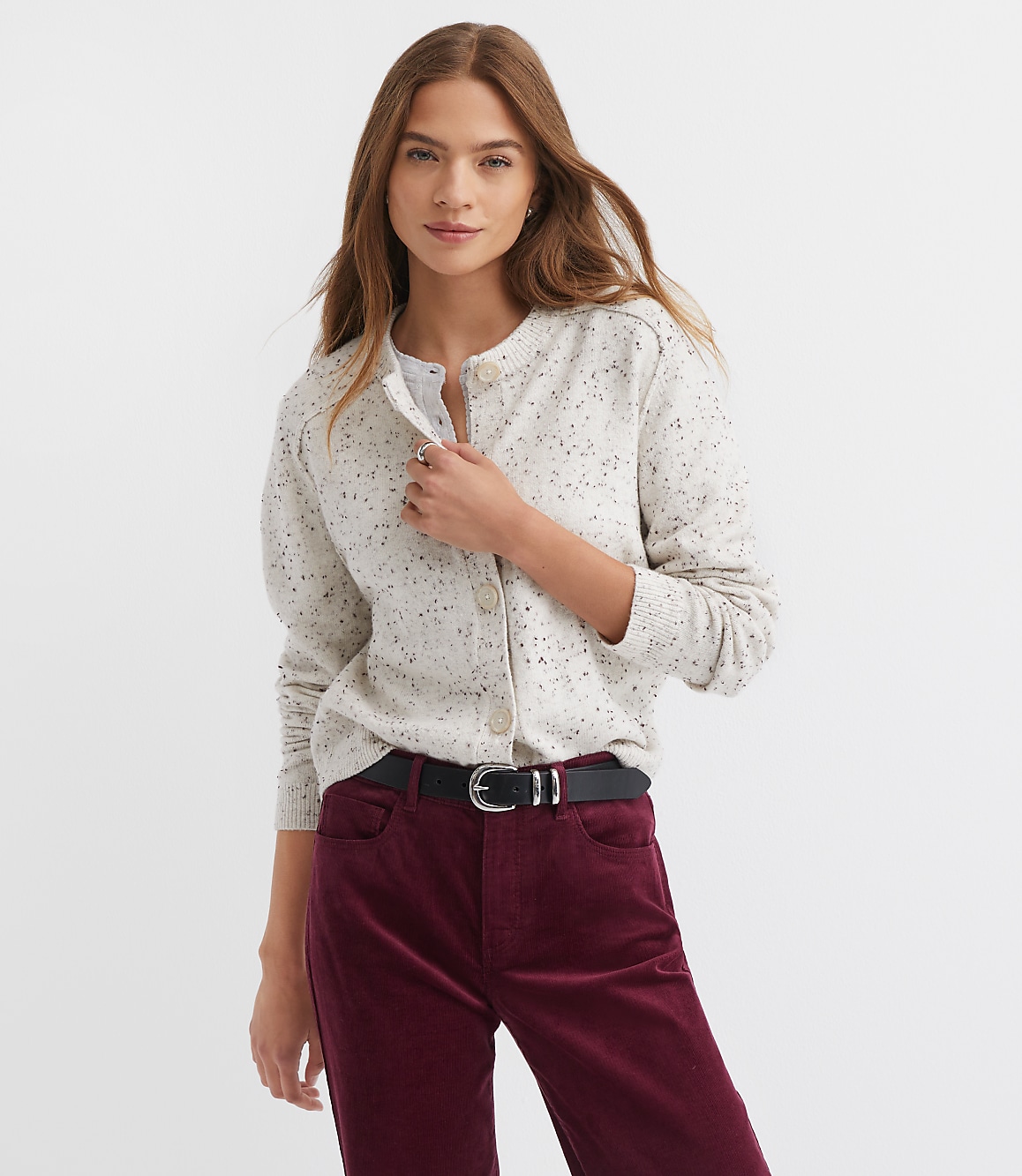 Petite Flecked Saddle Sleeve Cardigan