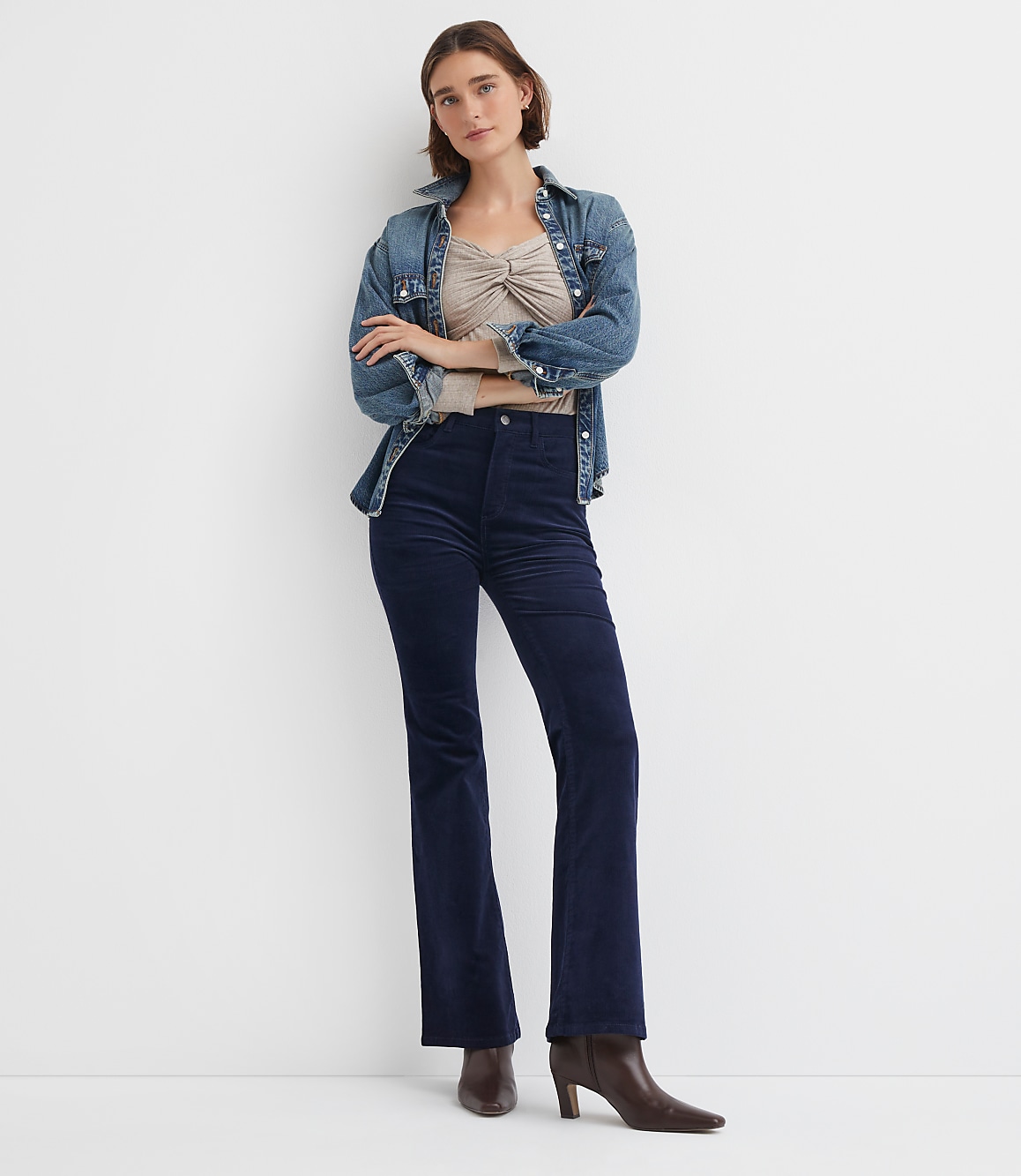 Petite Slim Flare Pants in Corduroy