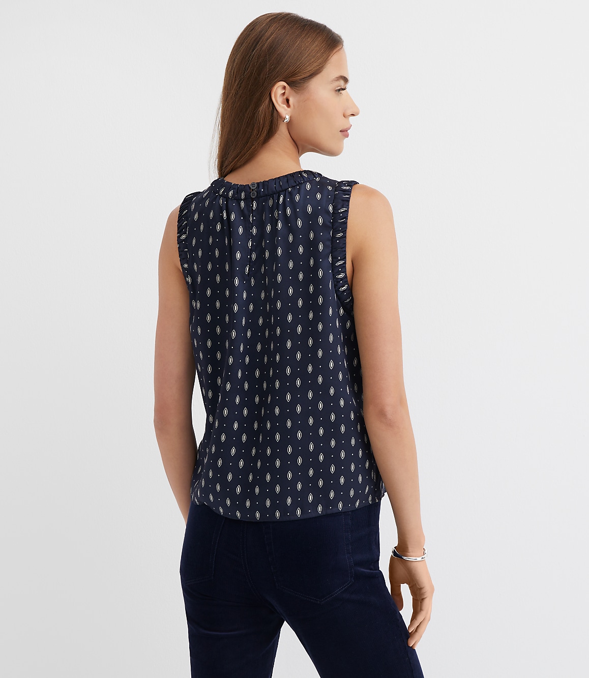 Petite Foulard Ruched Trim Shell