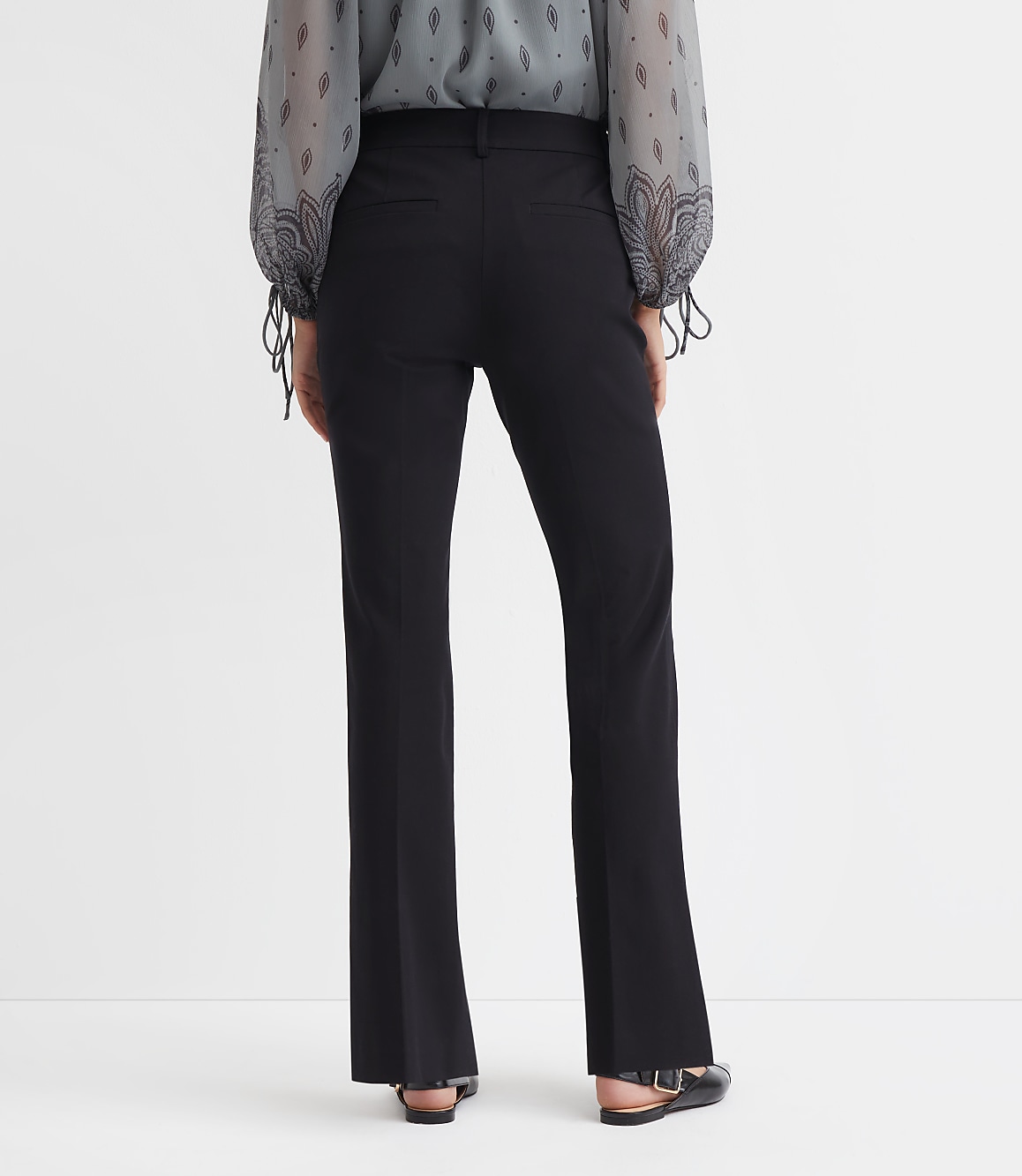 Petite Curvy Tab Waist Boot Cut Pants in Bi-Stretch