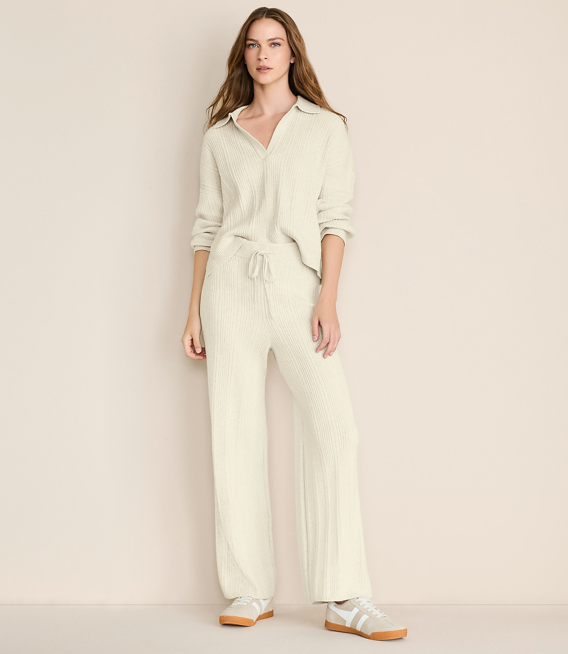 Lou & Grey Heathered Ribbed Wide Leg Sweater Pants