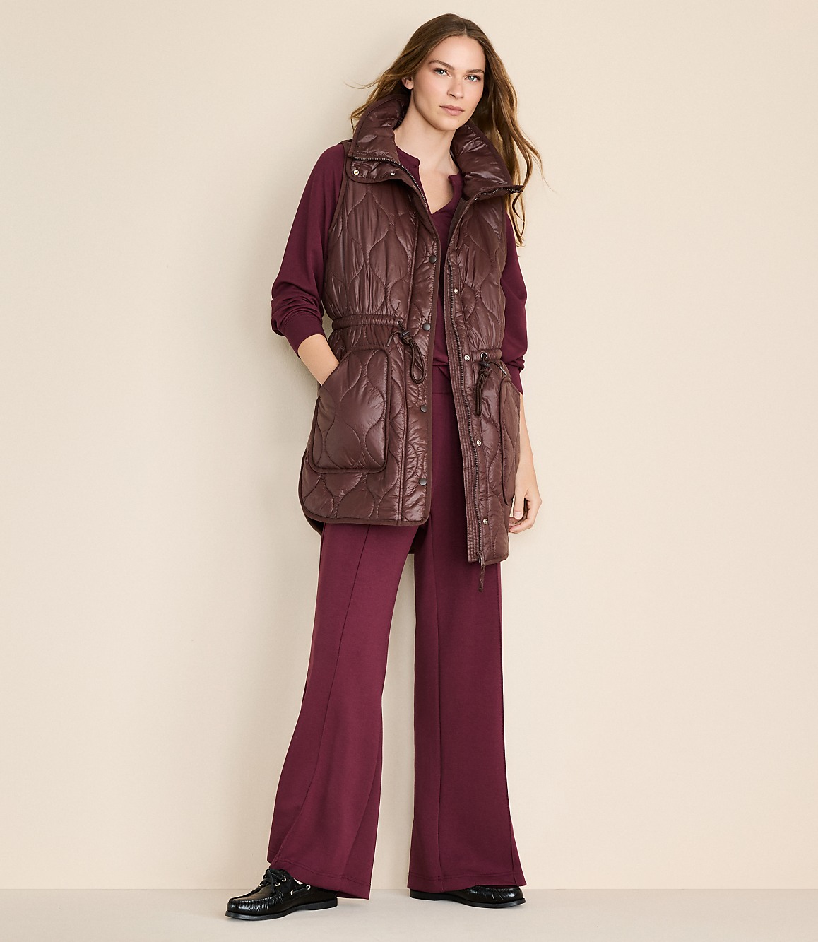 Lou & Grey Quilted Long Pocket Vest