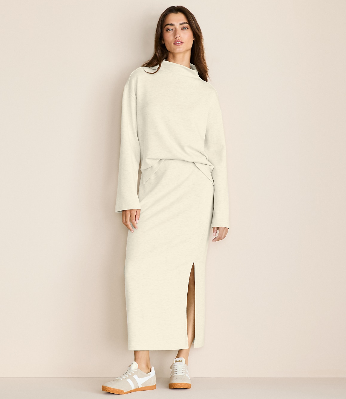 Lou & Grey Heathered Scubasoft Column Maxi Skirt