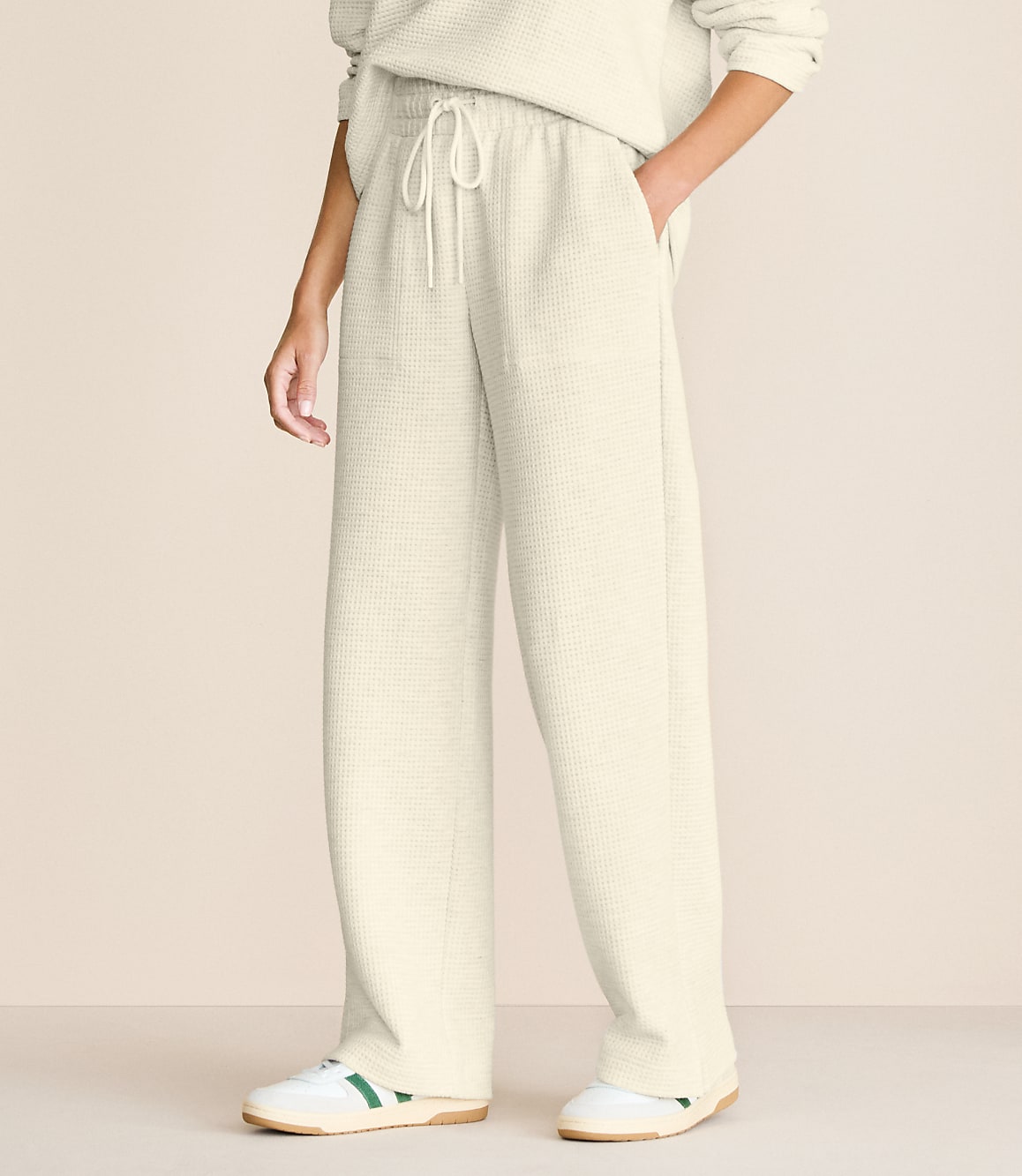 Lou & Grey Heathered Wafflestitch Straight Leg Pants