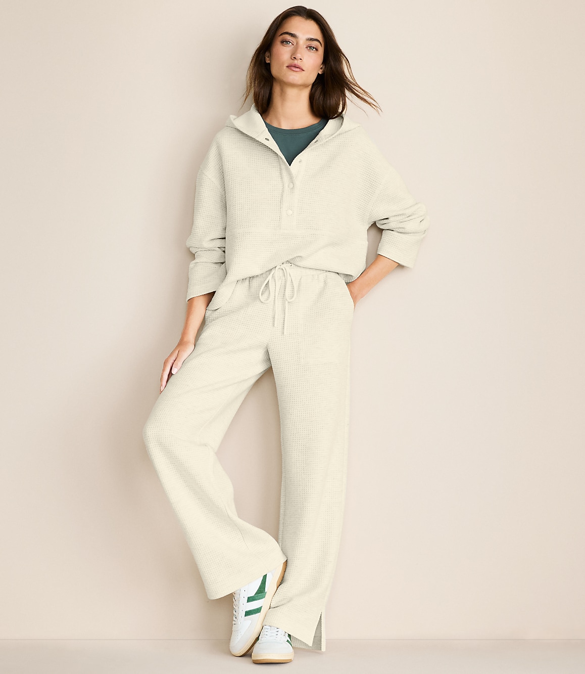 Lou & Grey Heathered Wafflestitch Straight Leg Pants