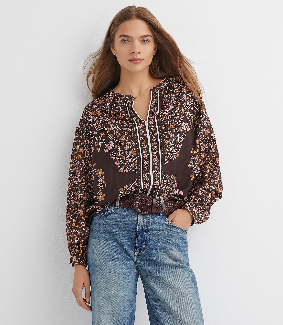 Floral Split Neck Blouse