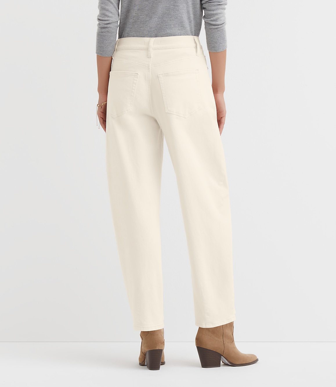 Petite High Rise Barrel Jeans in Ivory