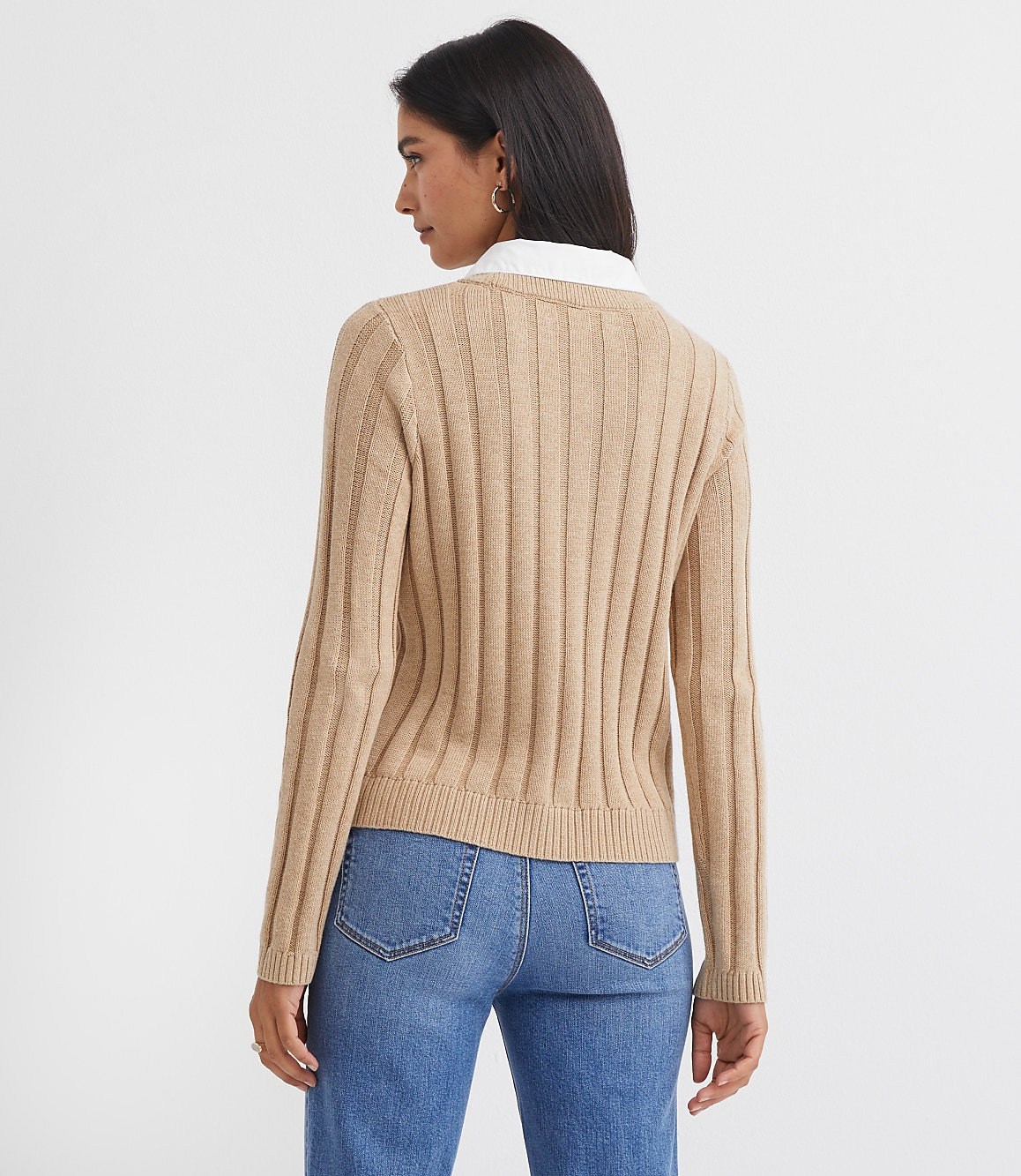 Ribbed Mixed Media Pocket Sweater