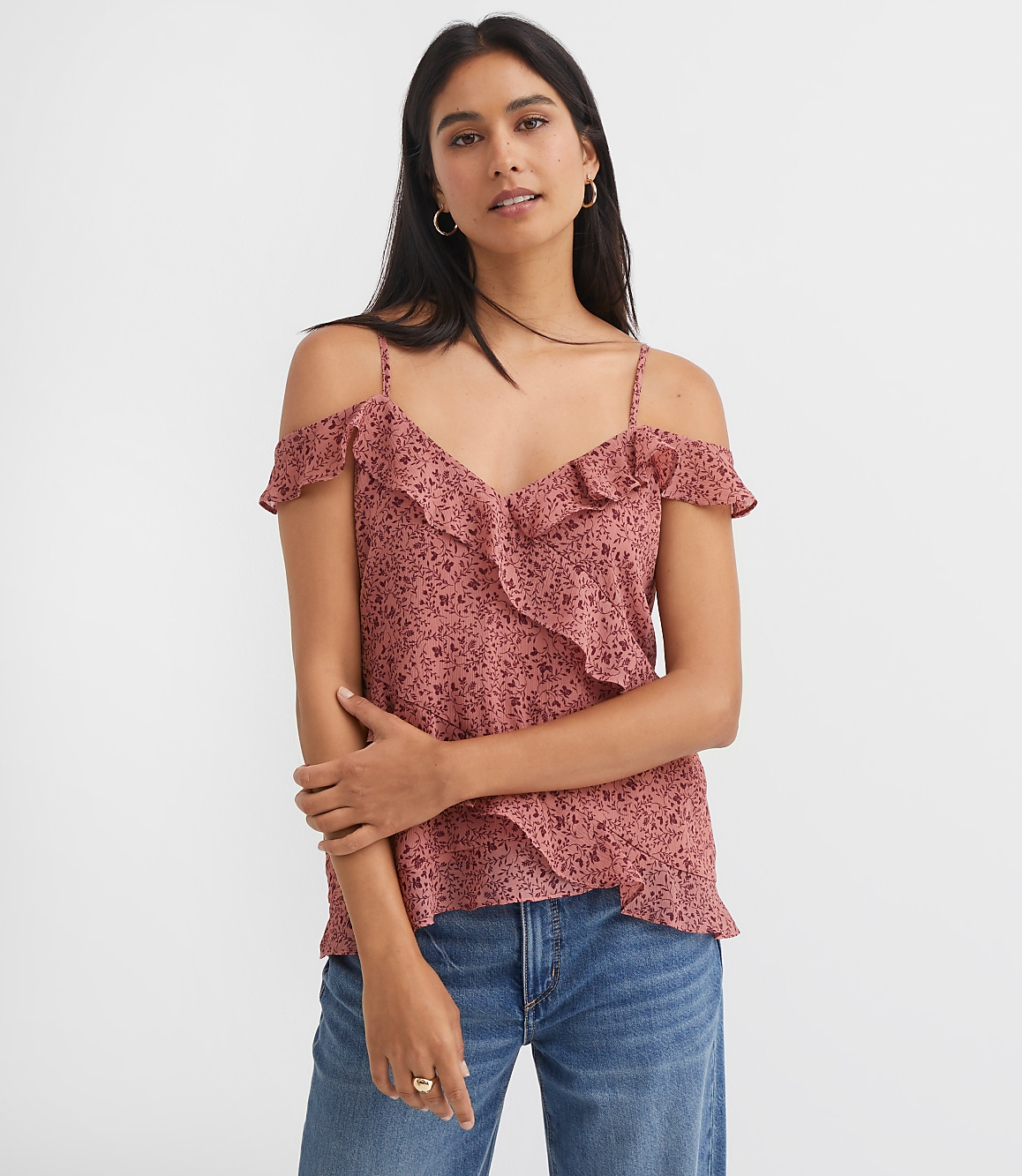 Floral Ruffle Off The Shoulder Cami